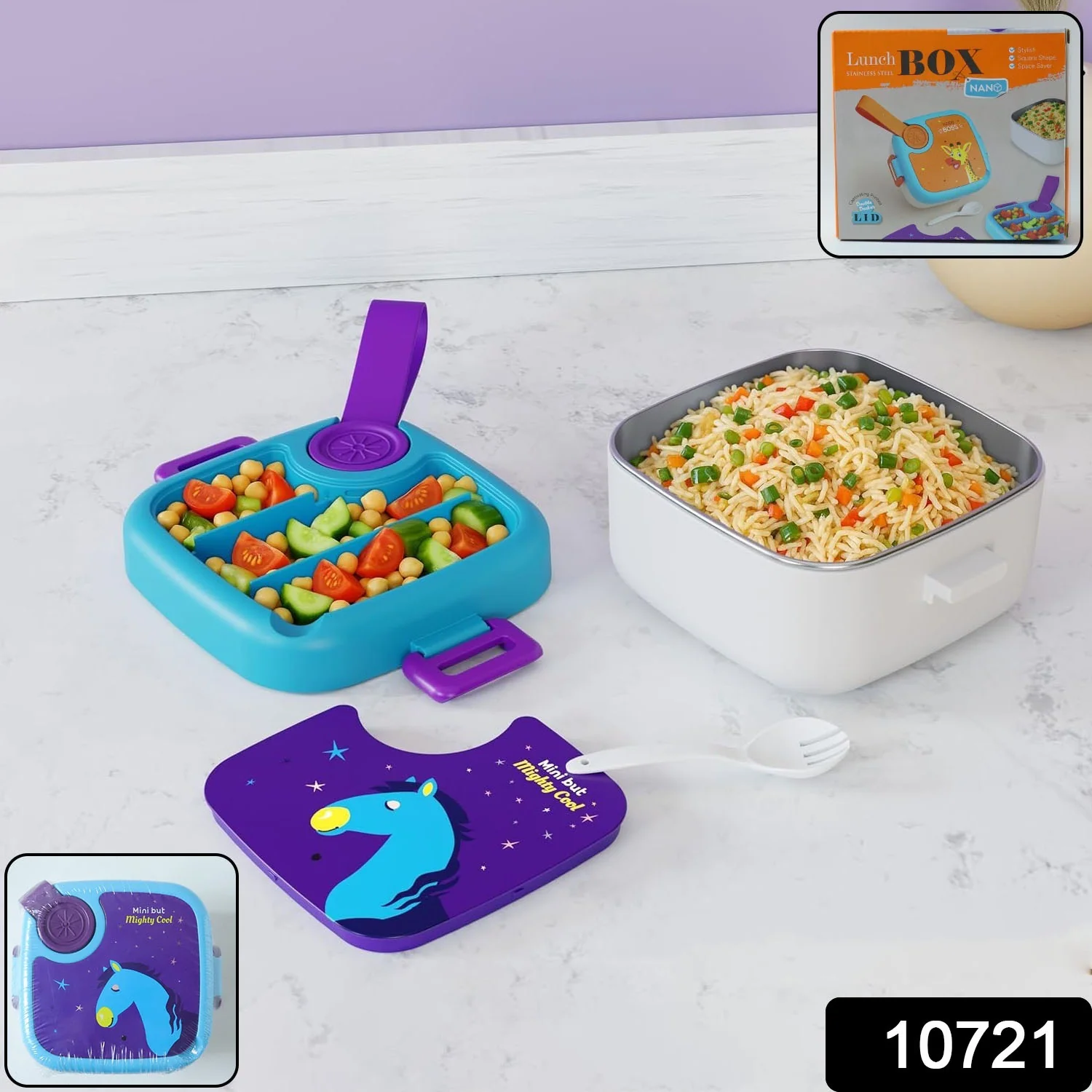 Kids Cartoon Lunch Box - (1 Set) - Image 2