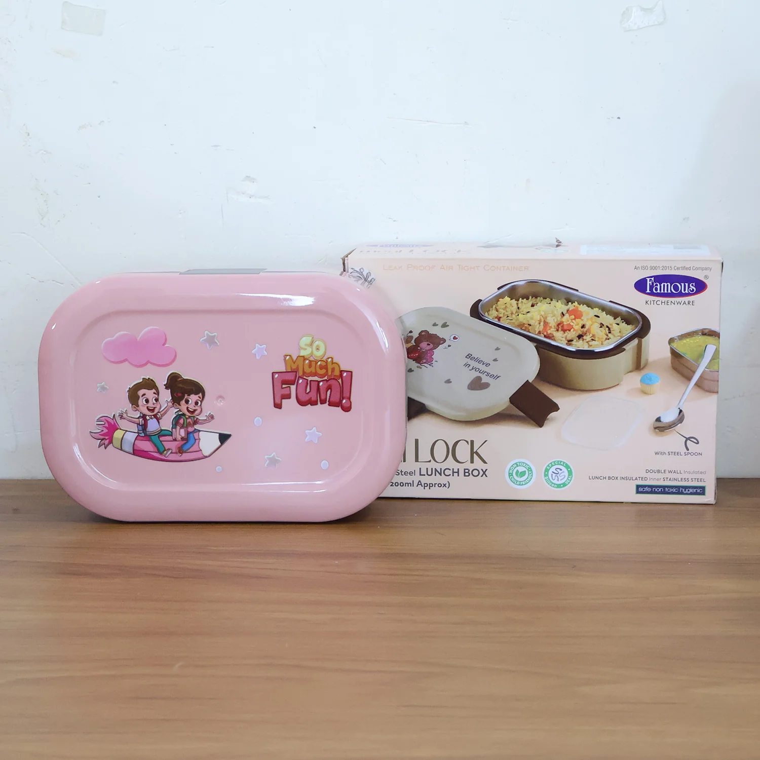 Kids Cartoon Lunch Box Set with Stainless-Steel Inner Tray (1 Set) - Image 7