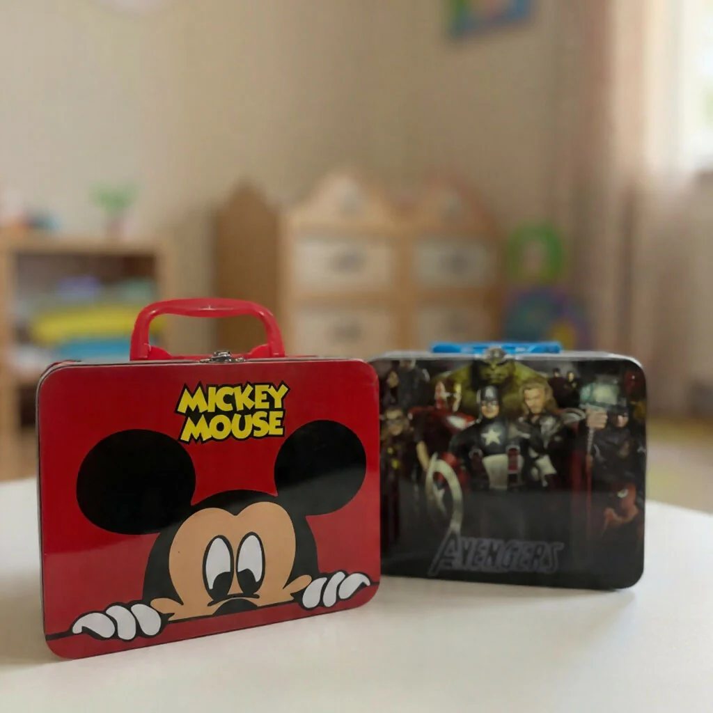 Kids Cartoon Metal Piggy Bank Coin Saving Box with Handle & Lock(Design may vary) - Image 2