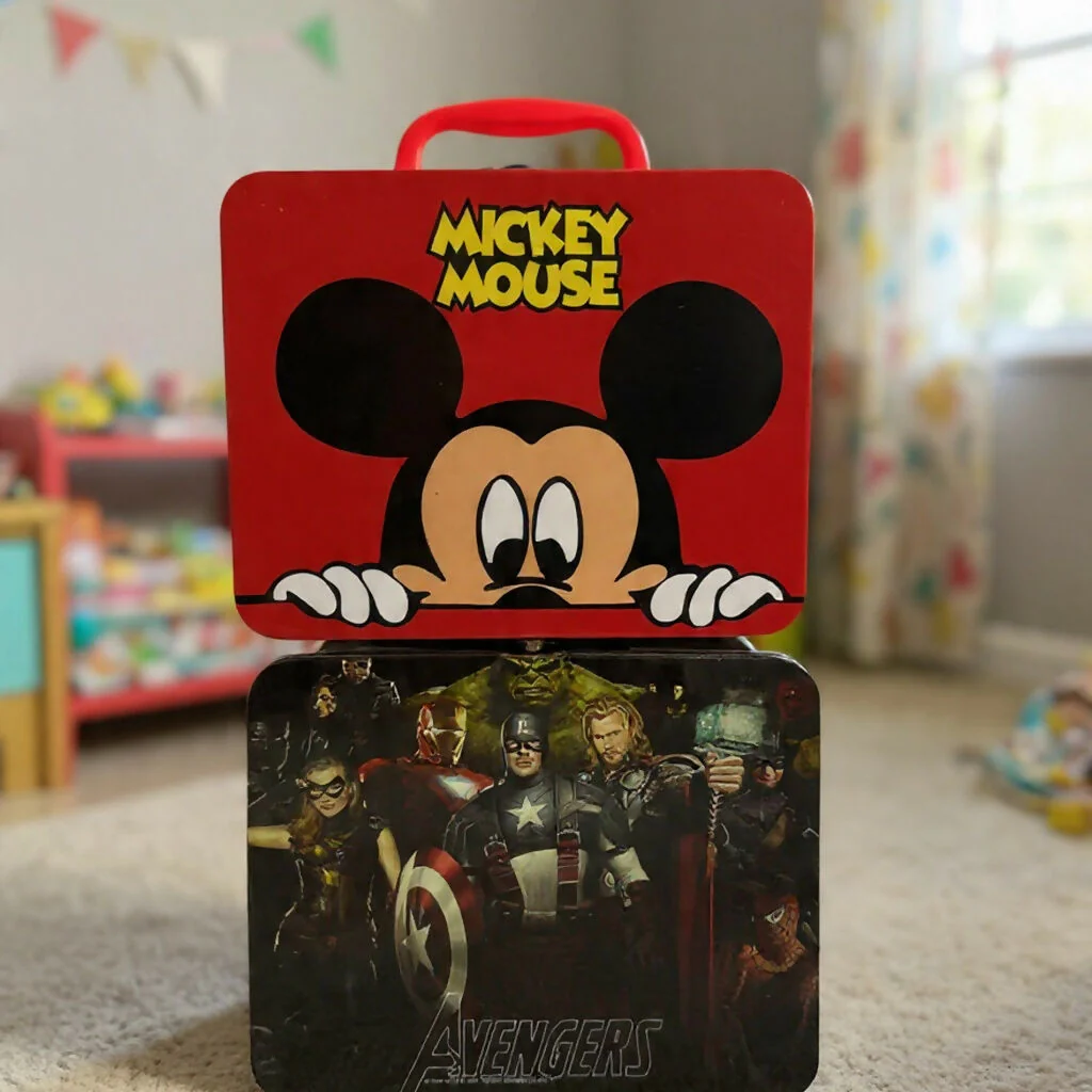 Kids Cartoon Metal Piggy Bank Coin Saving Box with Handle & Lock(Design may vary) - Image 3