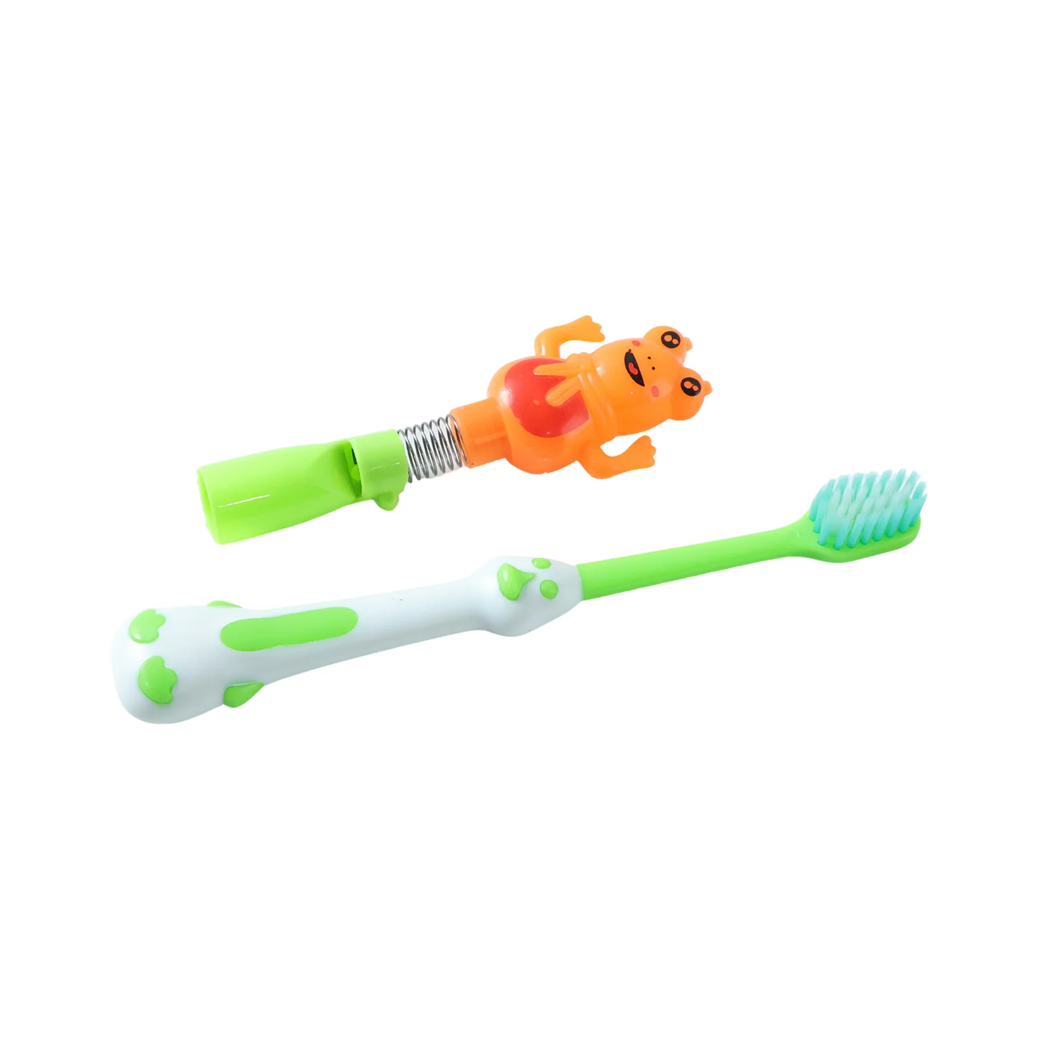 Kids Cartoon Spring Frog Toy With Toothbrush Set (2 Pc Set) - Image 4