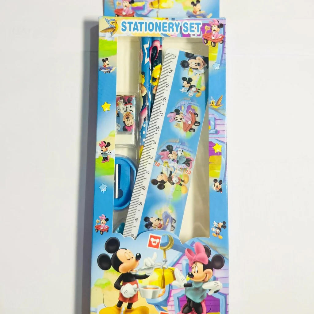 Kids Cartoon Stationery Set with 2 Pencils, Ruler, Eraser, Sharpener & Grip - Image 3