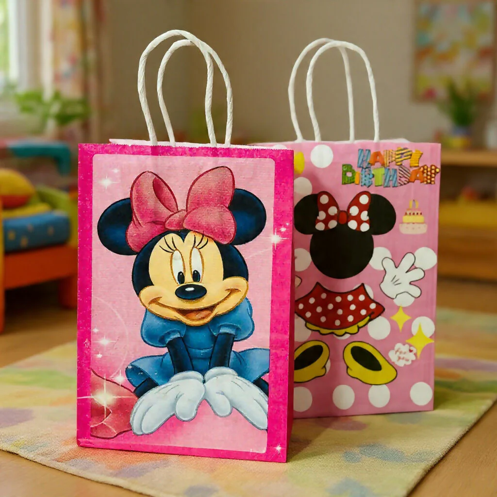 Kids Cartoon Theme Birthday Return Gift Paper Bags with Handles (Pack of 4) - Image 3