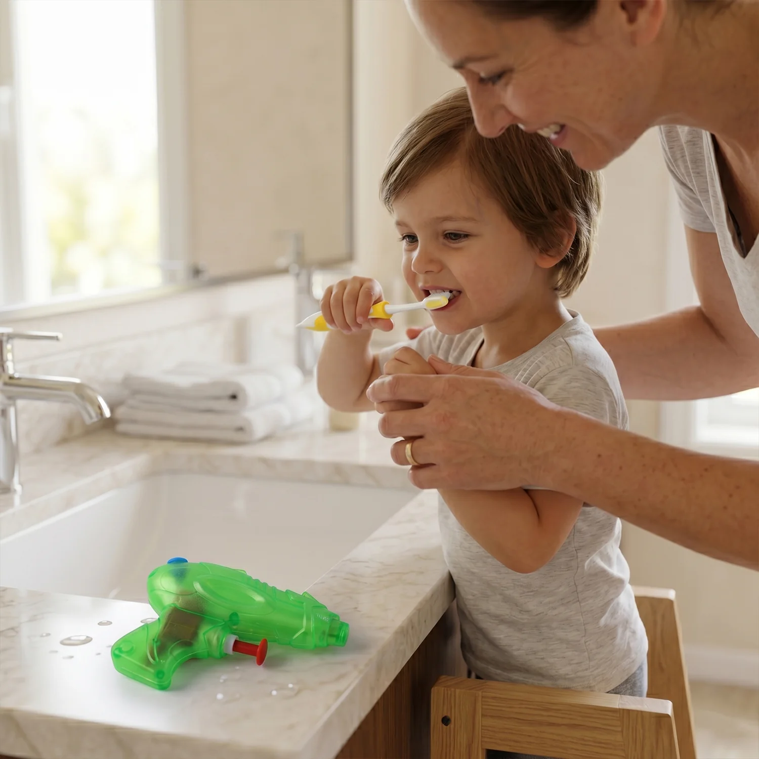 Kids Cartoon Toothbrush with Airplane Toy (2 Pc Set) - Image 3