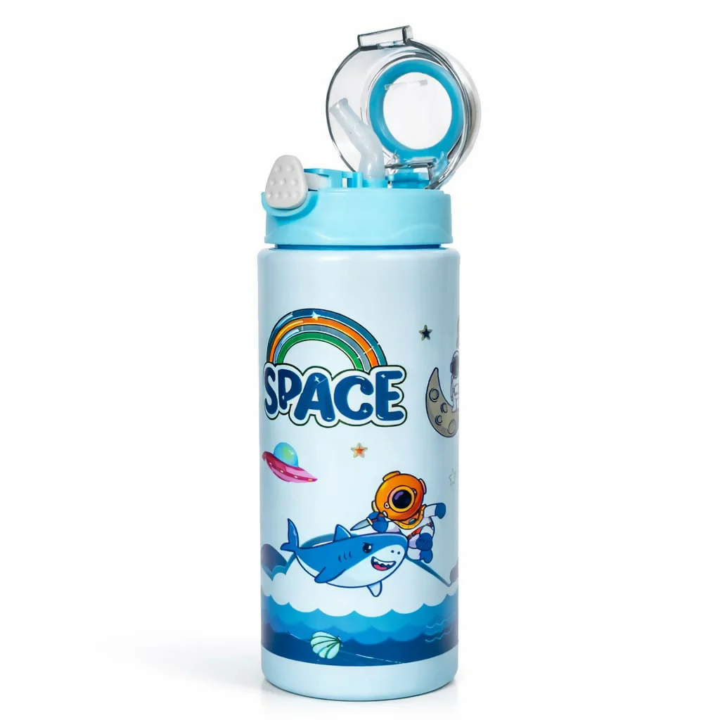 Kids Cartoon Water Bottle with Straw Leak Proof BPA Free Sipper (900 Ml) - Image 3