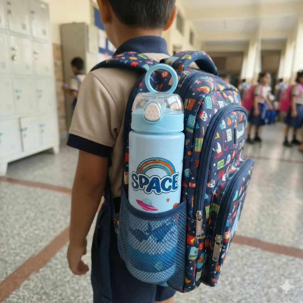 Kids Cartoon Water Bottle with Straw Leak Proof BPA Free Sipper (900 Ml) - Image 4