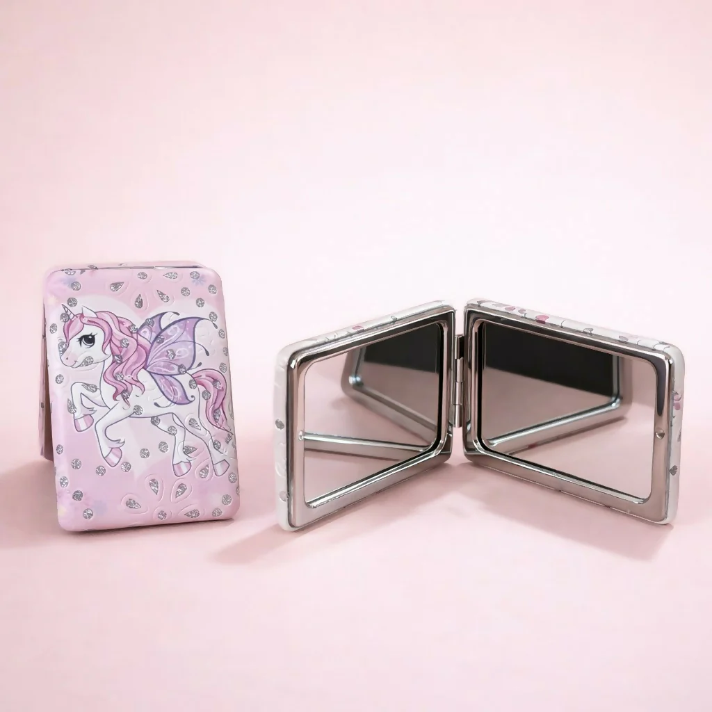 Kids Compact Foldable Pocket Mirror with Cute Cartoon Design - Image 2