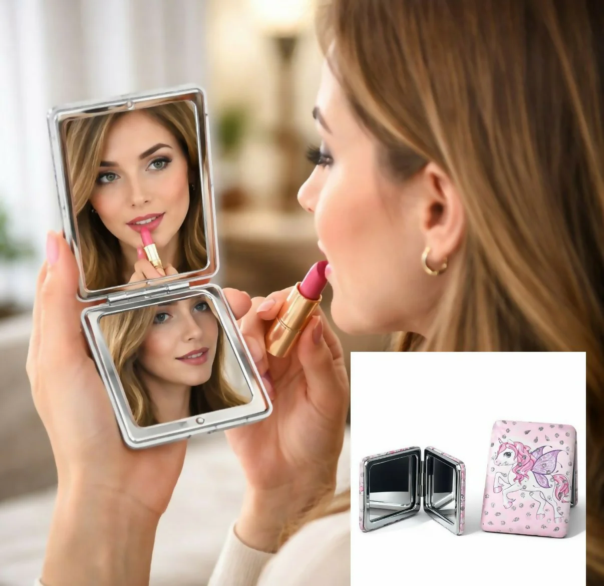Kids Compact Foldable Pocket Mirror with Cute Cartoon Design - Image 4