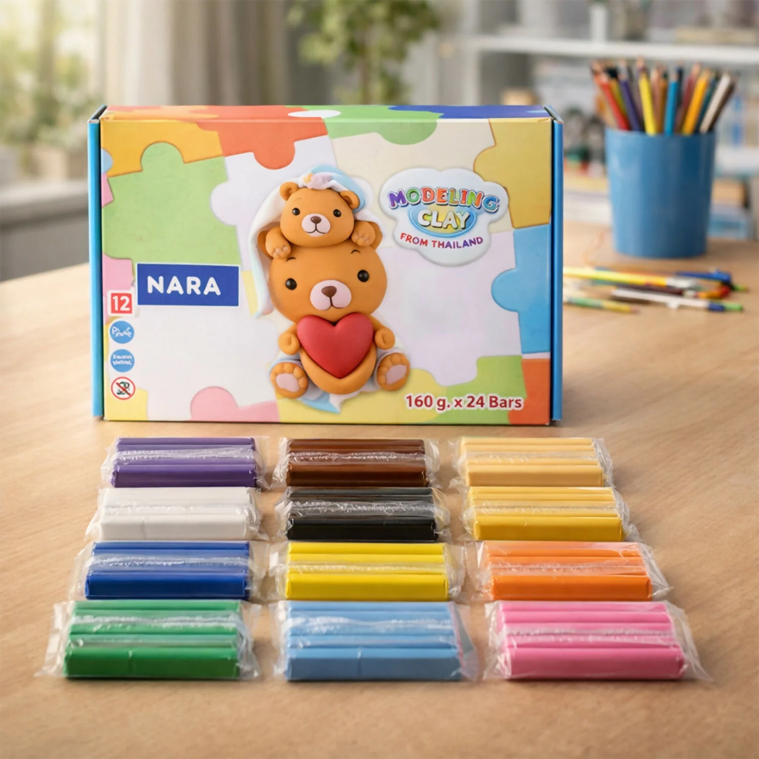 Kids Creative Modelling Clay – Multi-Color DIY Craft & Learning Kit (160g x 24 Bars) - Image 7