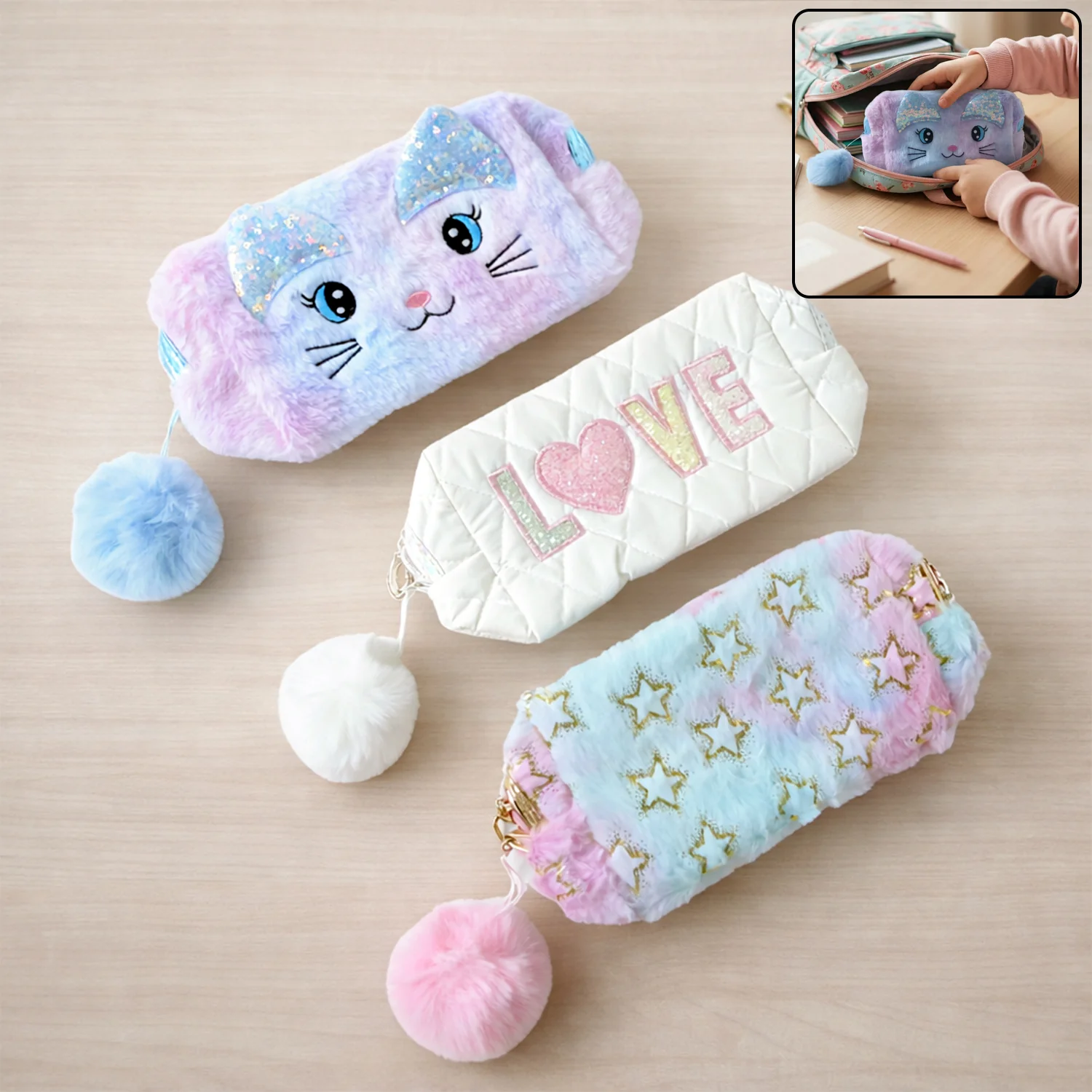Kids Cute Cartoon Design Zipper Pouch (1 Pc, 25x12 Cm) - Image 7