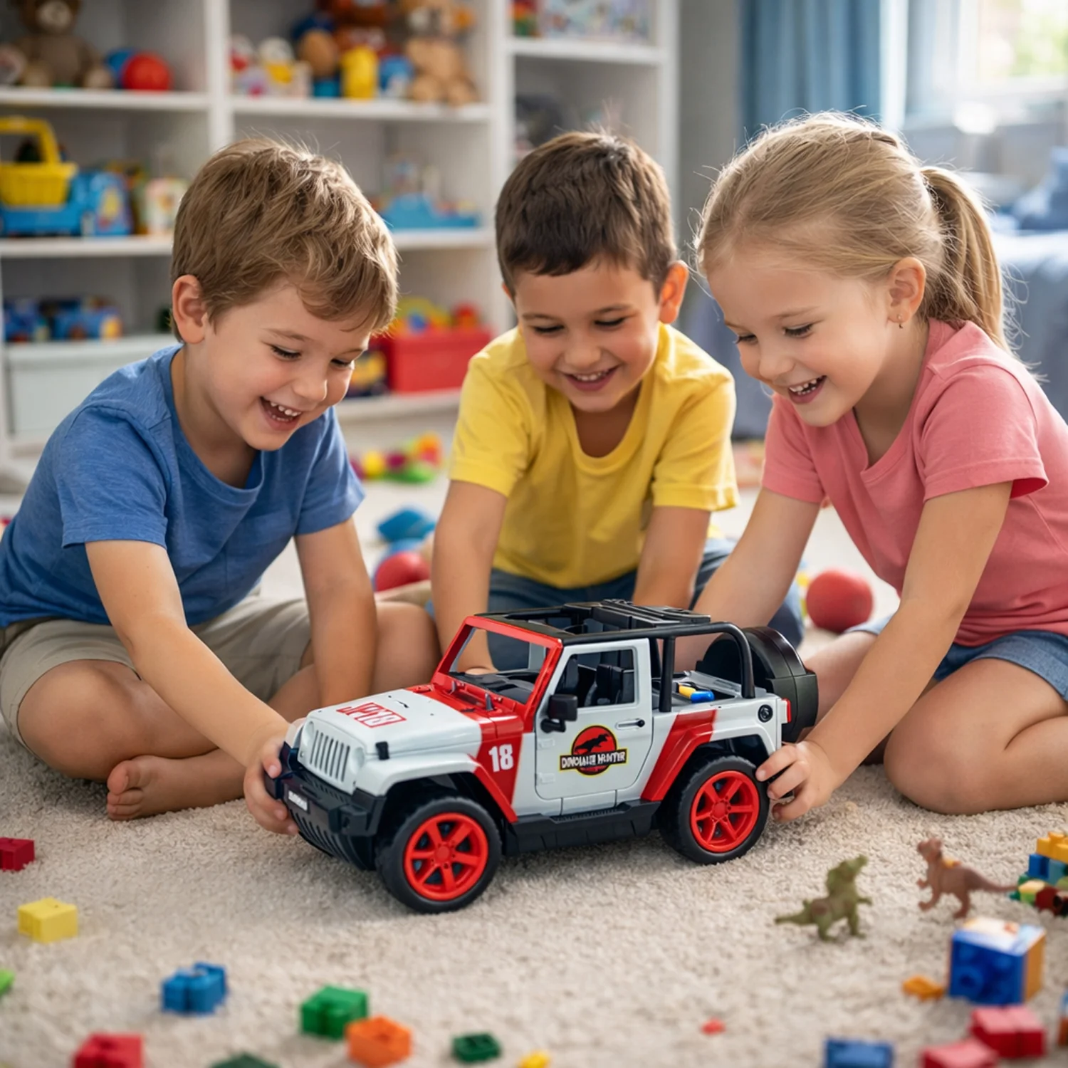 Kids Dinosaur Hunter Off-Road Friction Powered Toy Jeep Car (1 Pc) - Image 3