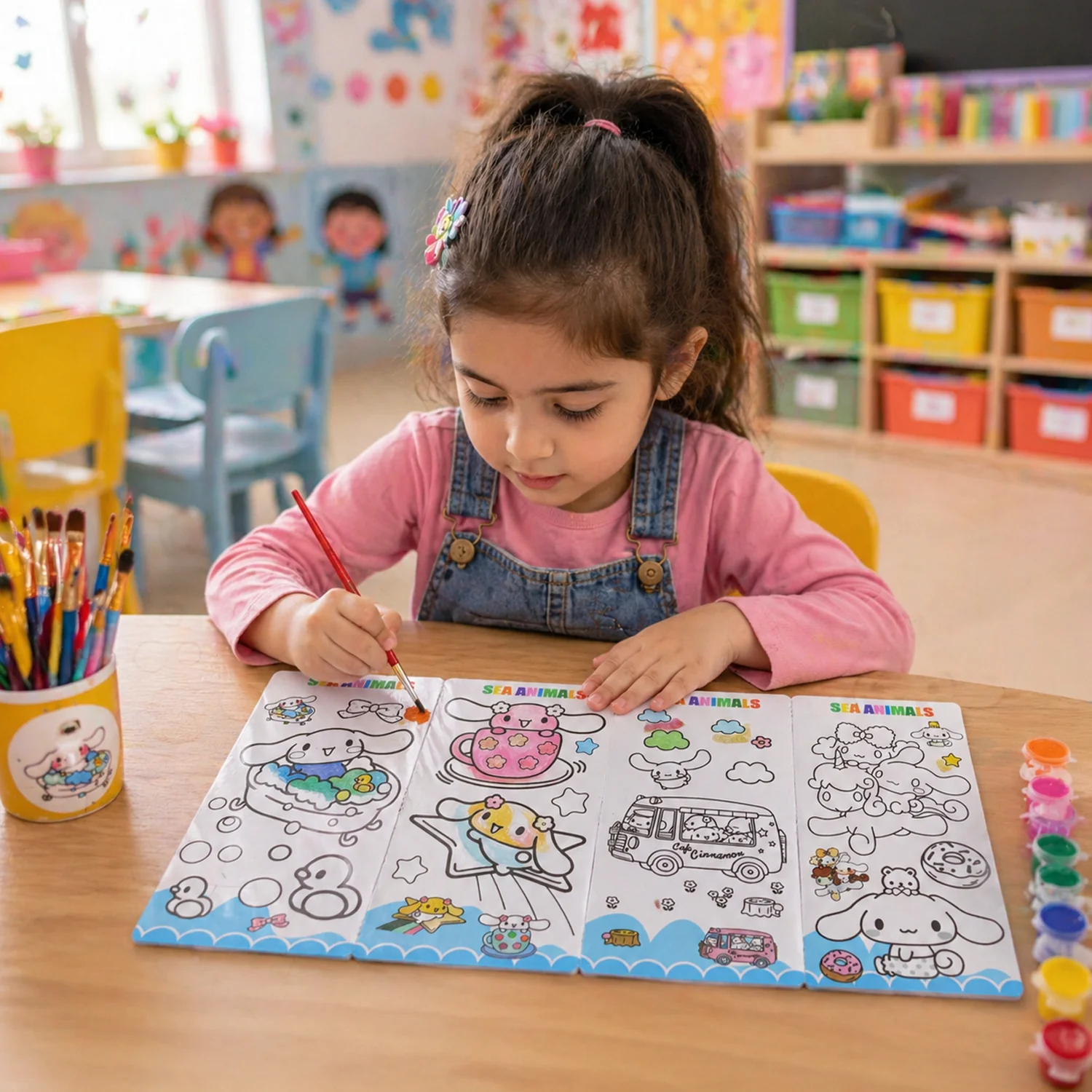 Kids DIY Colour Painting Kit with Cartoon Sketch Book (1 Set) - Image 5