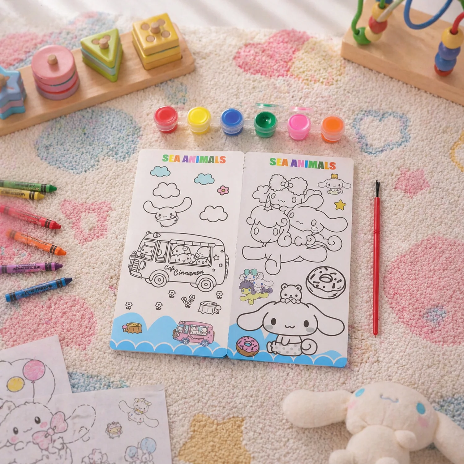Kids DIY Colour Painting Kit with Cartoon Sketch Book (1 Set) - Image 7