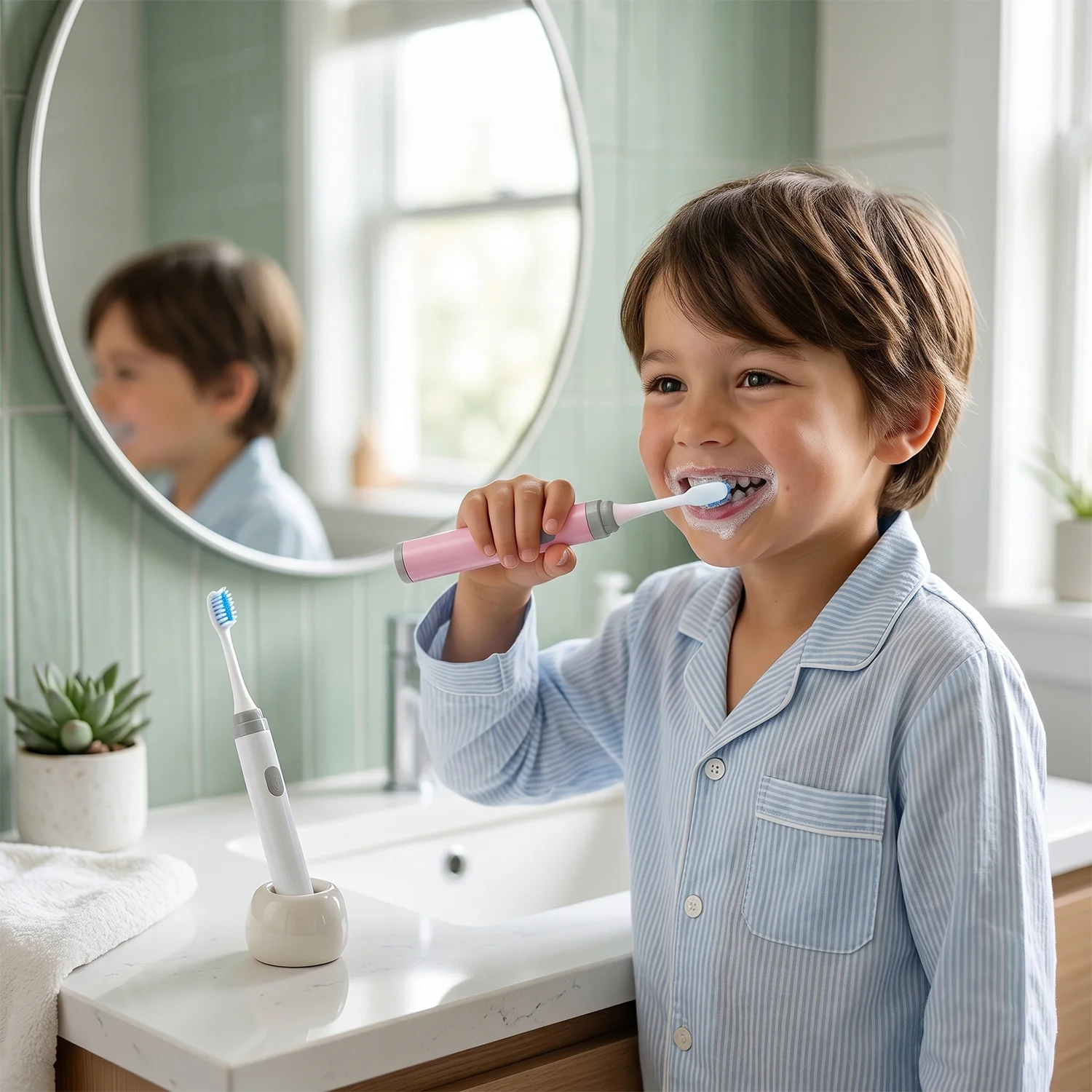 Kids Electric Toothbrush Set with Multiple Replacement Brush Heads (1 Set) - Image 3