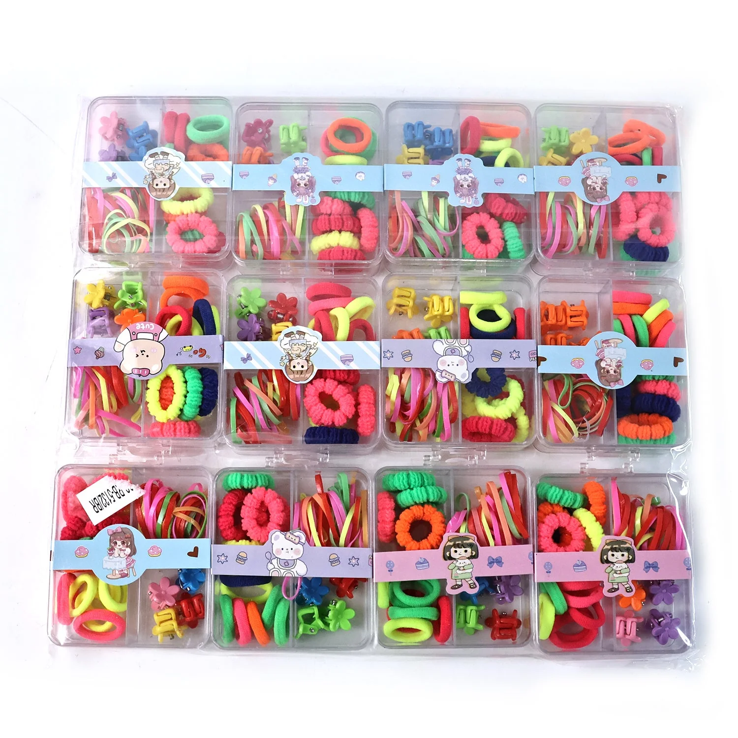 Kids Hair Bands, Rubber Bands & Cute Hair Clips in Storage Box (Mix Design / 1 Set) - Image 5