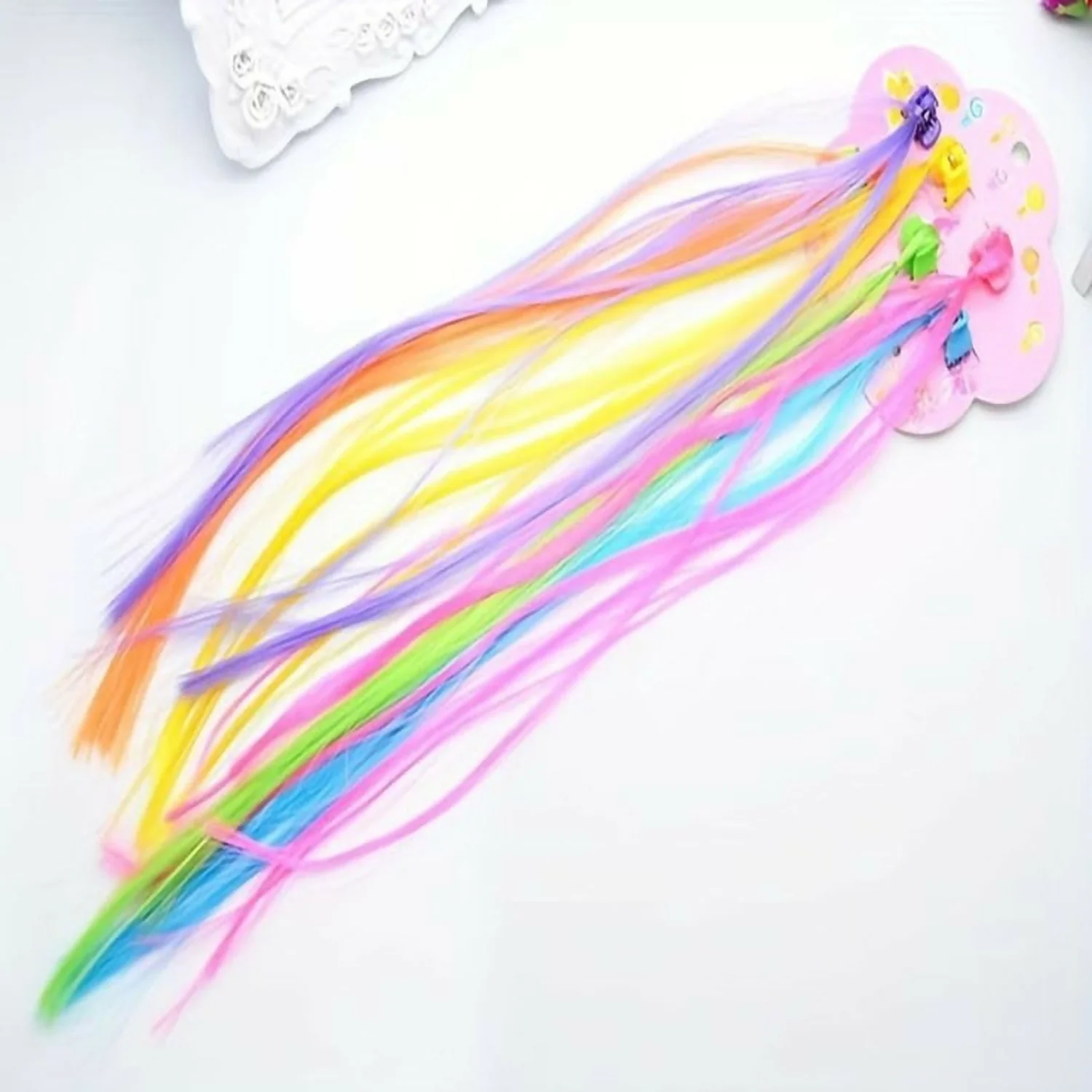 Kids Hair Braid Extensions with Clips | Fun Party Hair Accessories Pack of 6 - Image 3