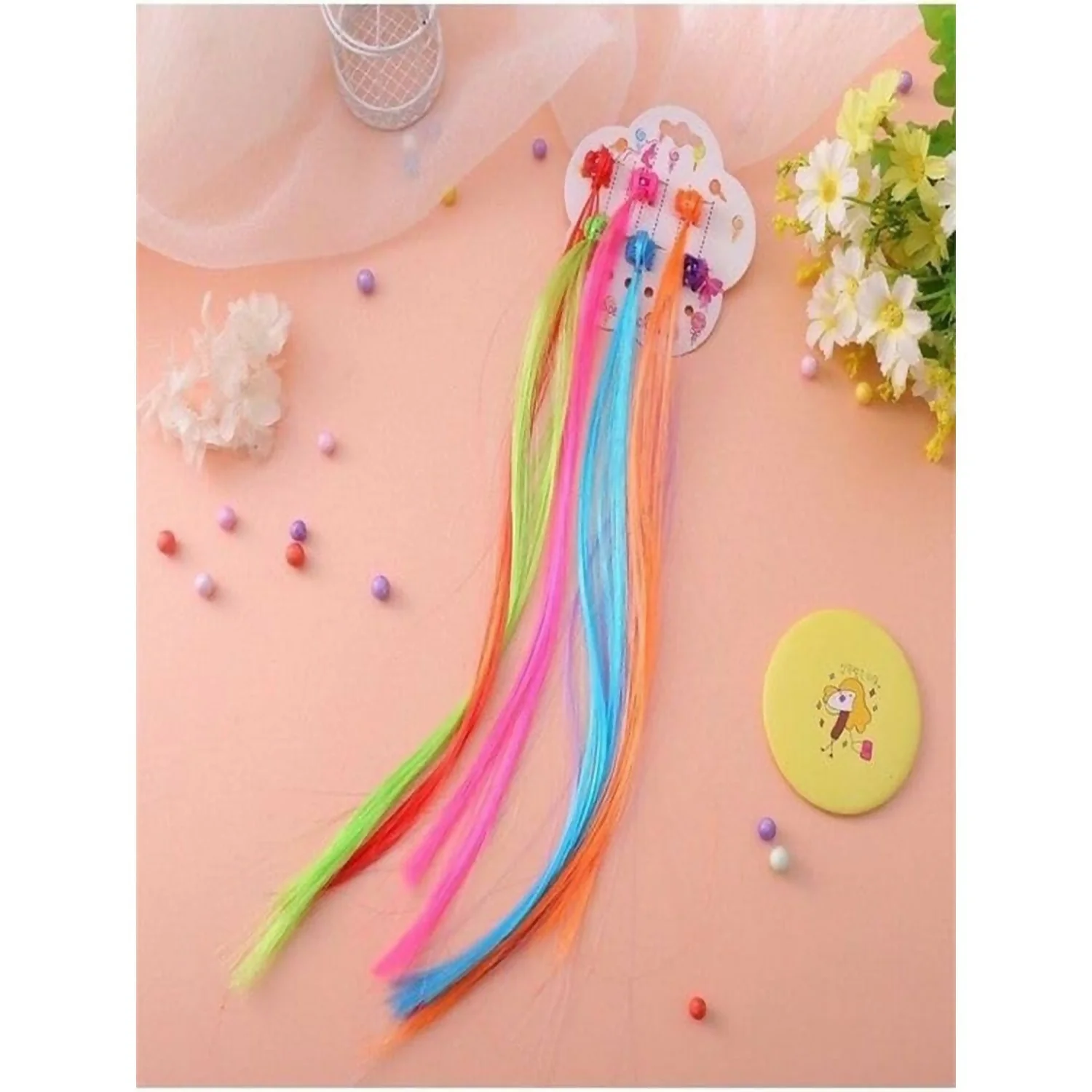 Kids Hair Braid Extensions with Clips | Fun Party Hair Accessories Pack of 6 - Image 6