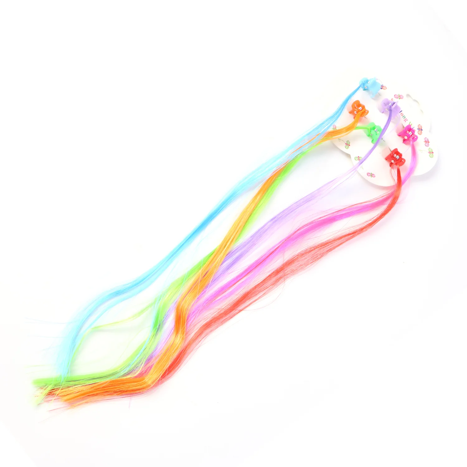 Kids Hair Extensions with Hair Clips (6 Pc Mix Color) - Image 5