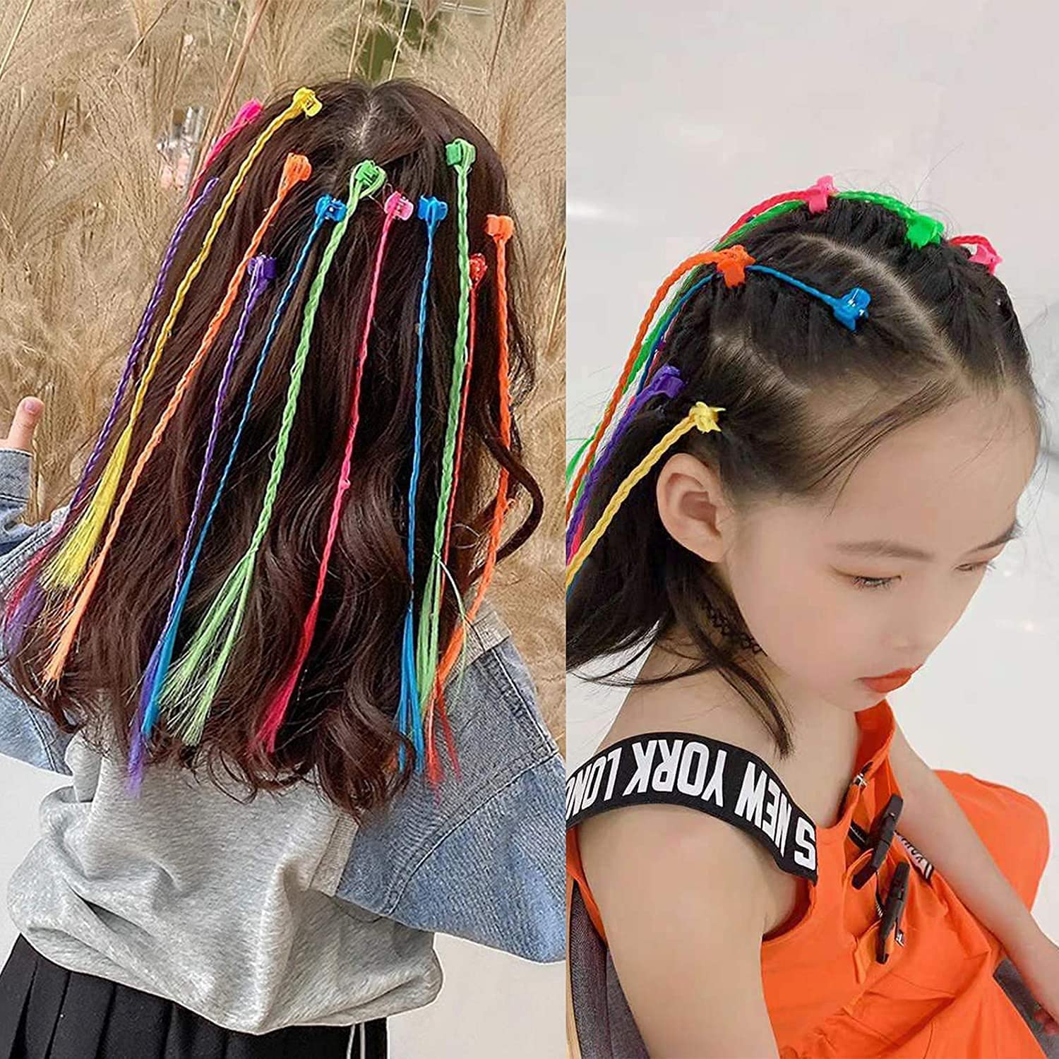 Kids Hair Extensions with Hair Clips (6 Pc Mix Color) - Image 7