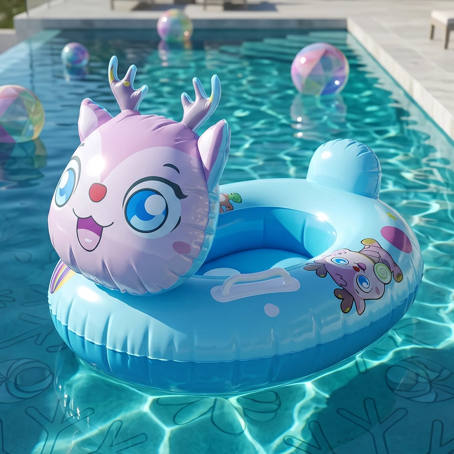 Kids Inflatable Cartoon Animal Swim Ring Pool Float with Safety Handle – 1 Pc - Image 5