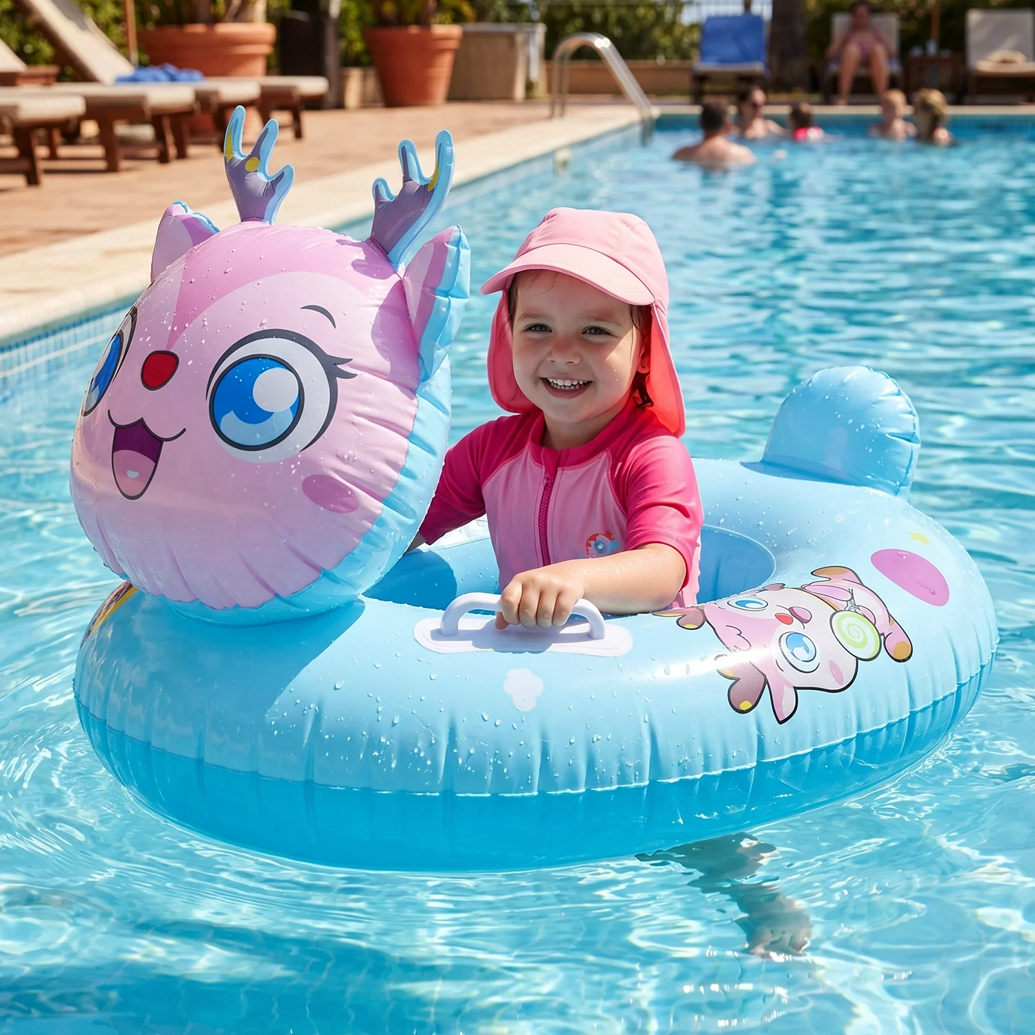 Kids Inflatable Cartoon Animal Swim Ring Pool Float with Safety Handle – 1 Pc - Image 7