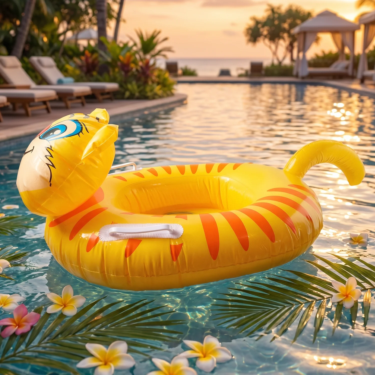 Kids Inflatable Tiger Swim Ring Pool Float with Handle Grip – 1 Pc - Image 5