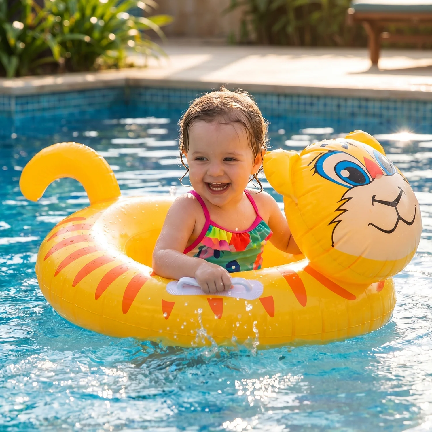 Kids Inflatable Tiger Swim Ring Pool Float with Handle Grip – 1 Pc - Image 7