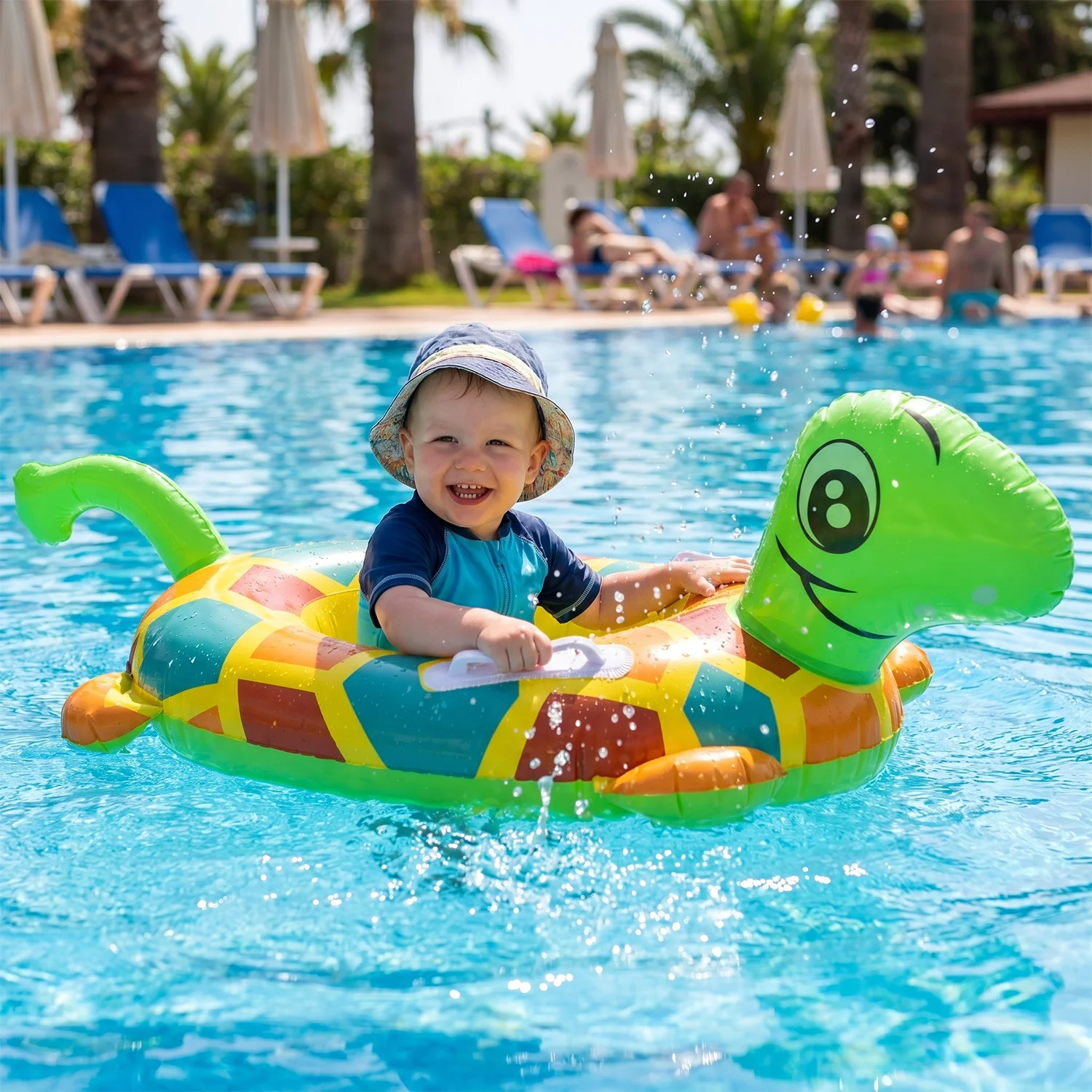 Kids Inflatable Turtle Swim Ring Pool Float with Handle Grip – 1 Pc - Image 3
