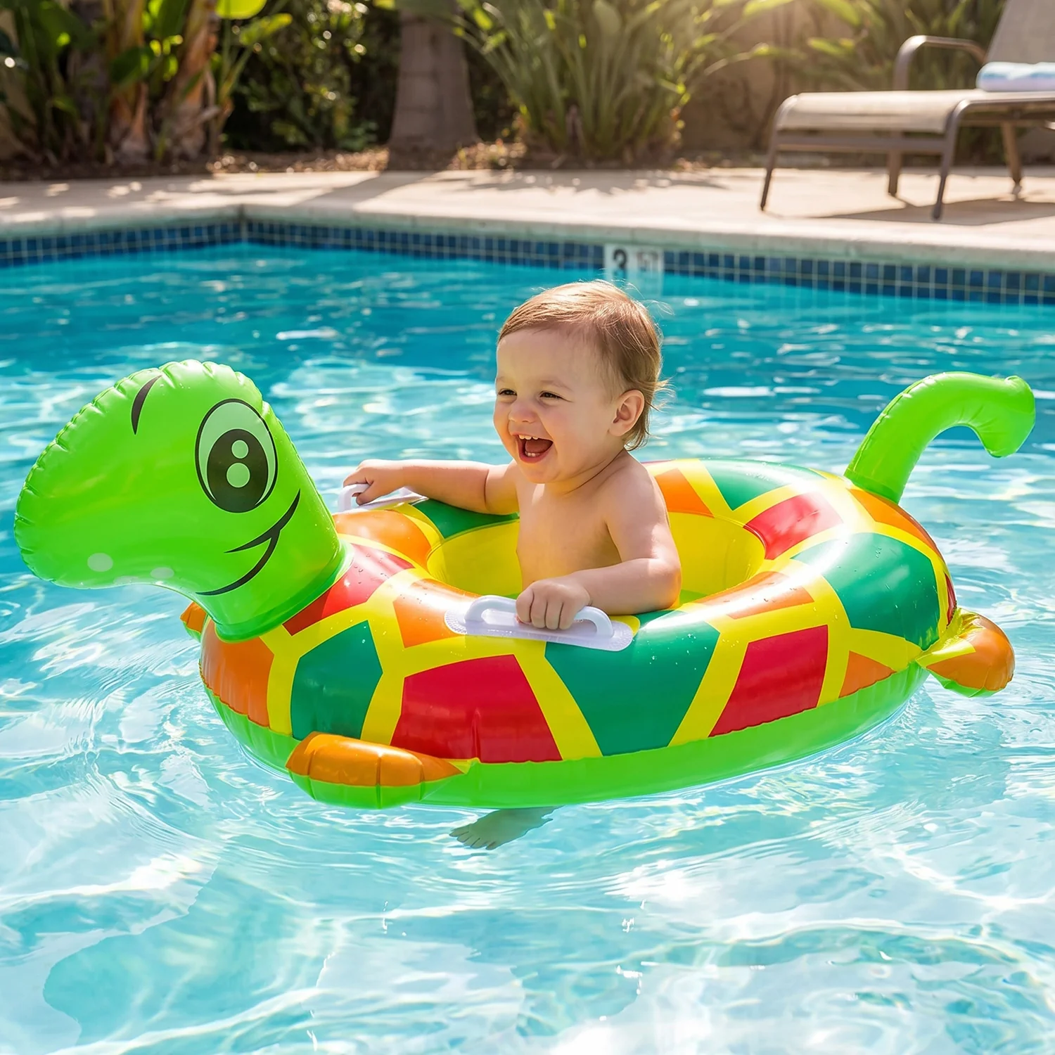 Kids Inflatable Turtle Swim Ring Pool Float with Handle Grip – 1 Pc - Image 7