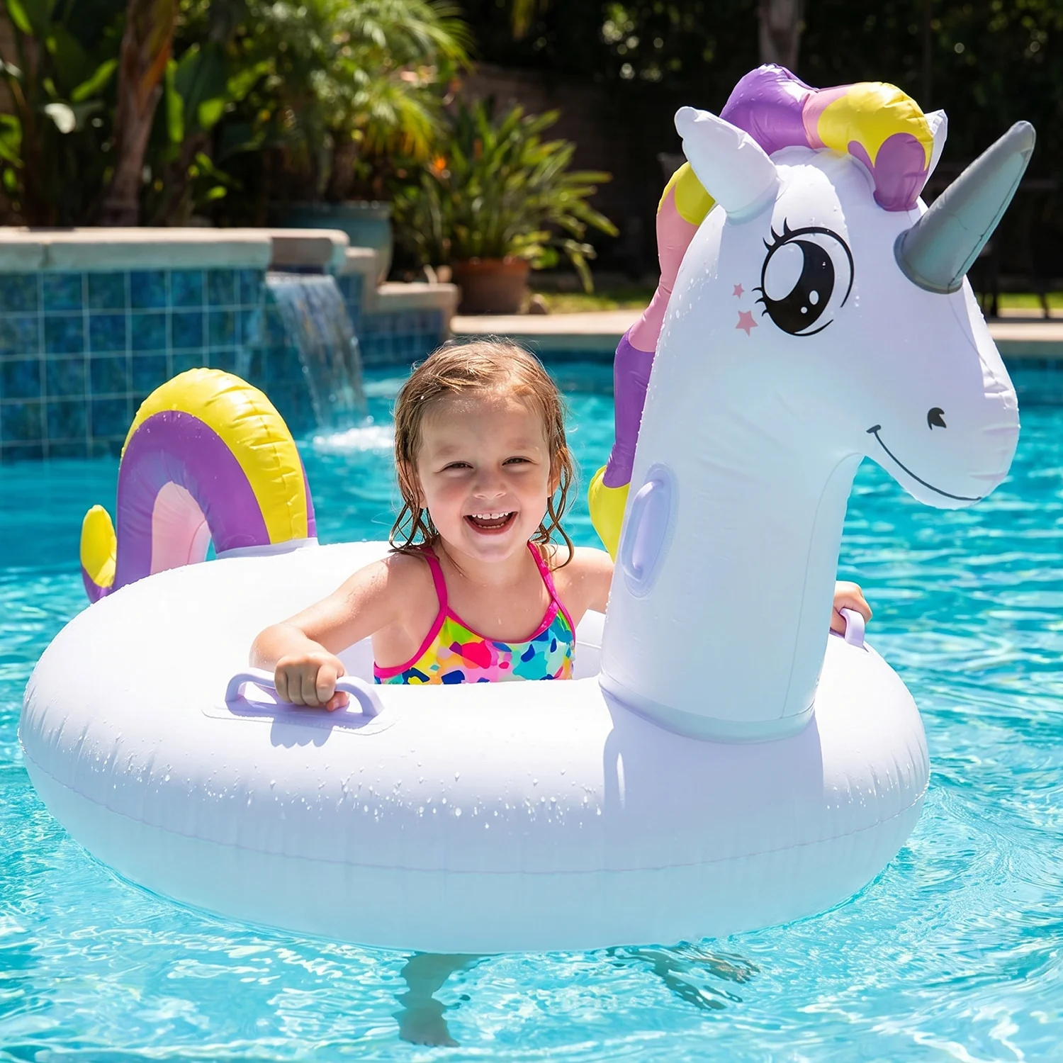 Kids Inflatable Unicorn Swim Ring Pool Float with Safety Handles – 1 Pc - Image 3