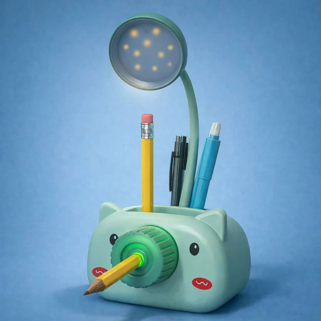 Kids LED Desk Lamp with Pencil Sharpener & Pen Holder Study Light - Image 2