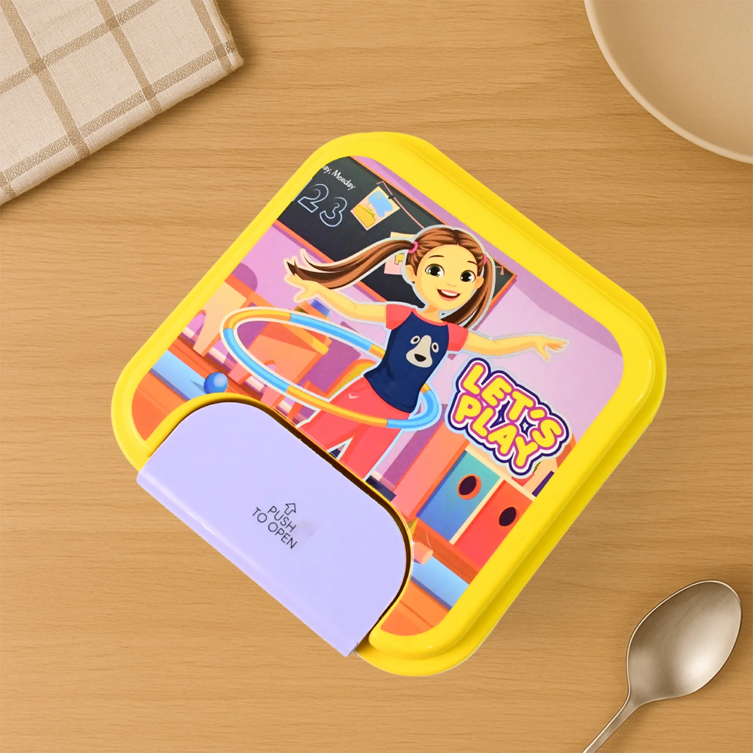 Kids Lunch Box Set with Small Inner Container, Spoon & Fork (1 Pc) - Image 4