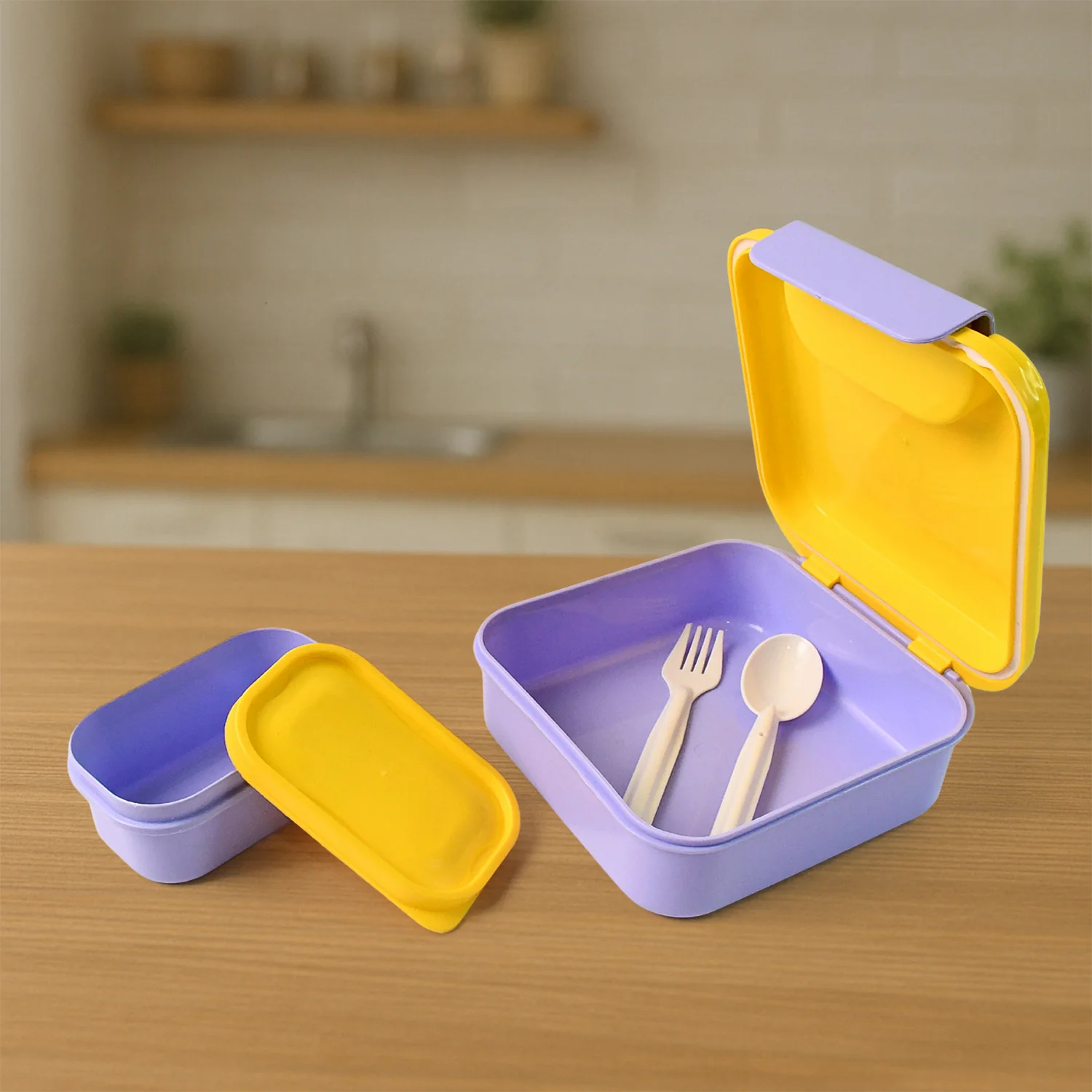 Kids Lunch Box Set with Small Inner Container, Spoon & Fork (1 Pc) - Image 6