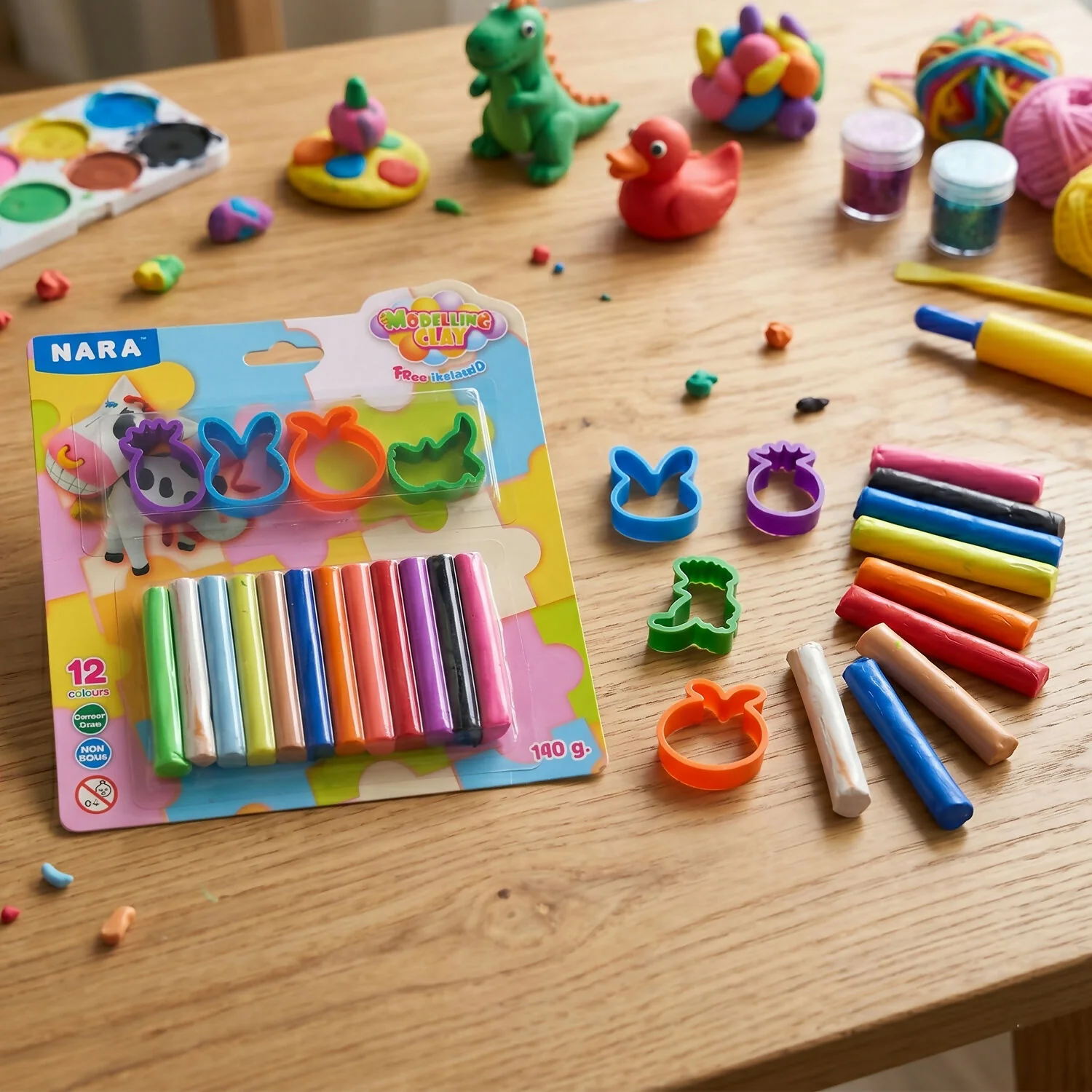 Kids Modelling Clay Set with 12 Colors & Shape Cutters Creative Learning Activity Toy Kit - Image 2
