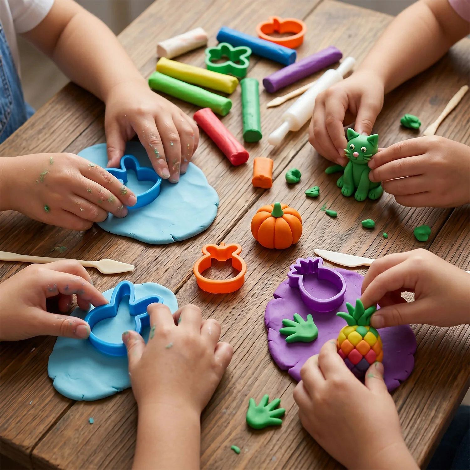 Kids Modelling Clay Set with 12 Colors & Shape Cutters Creative Learning Activity Toy Kit - Image 3