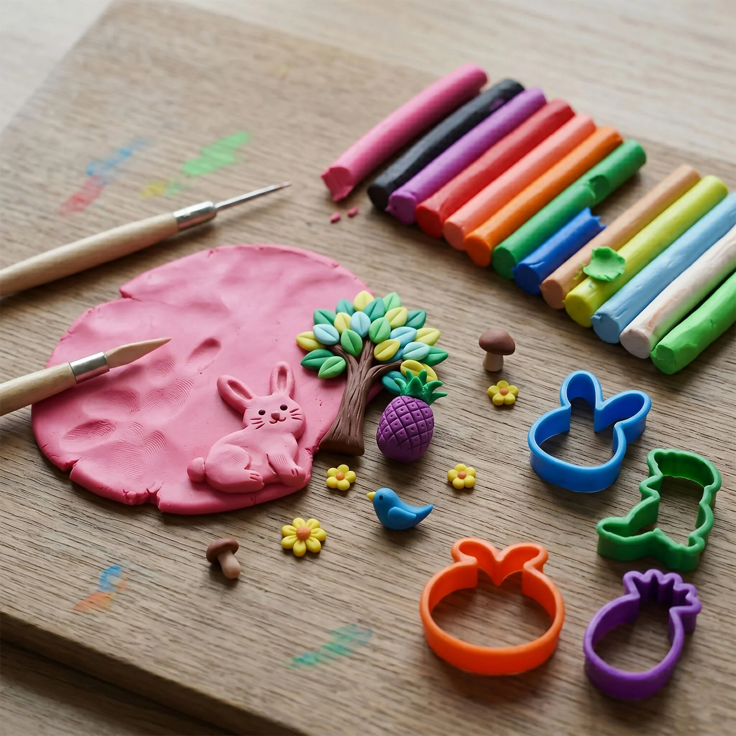 Kids Modelling Clay Set with 12 Colors & Shape Cutters Creative Learning Activity Toy Kit - Image 4