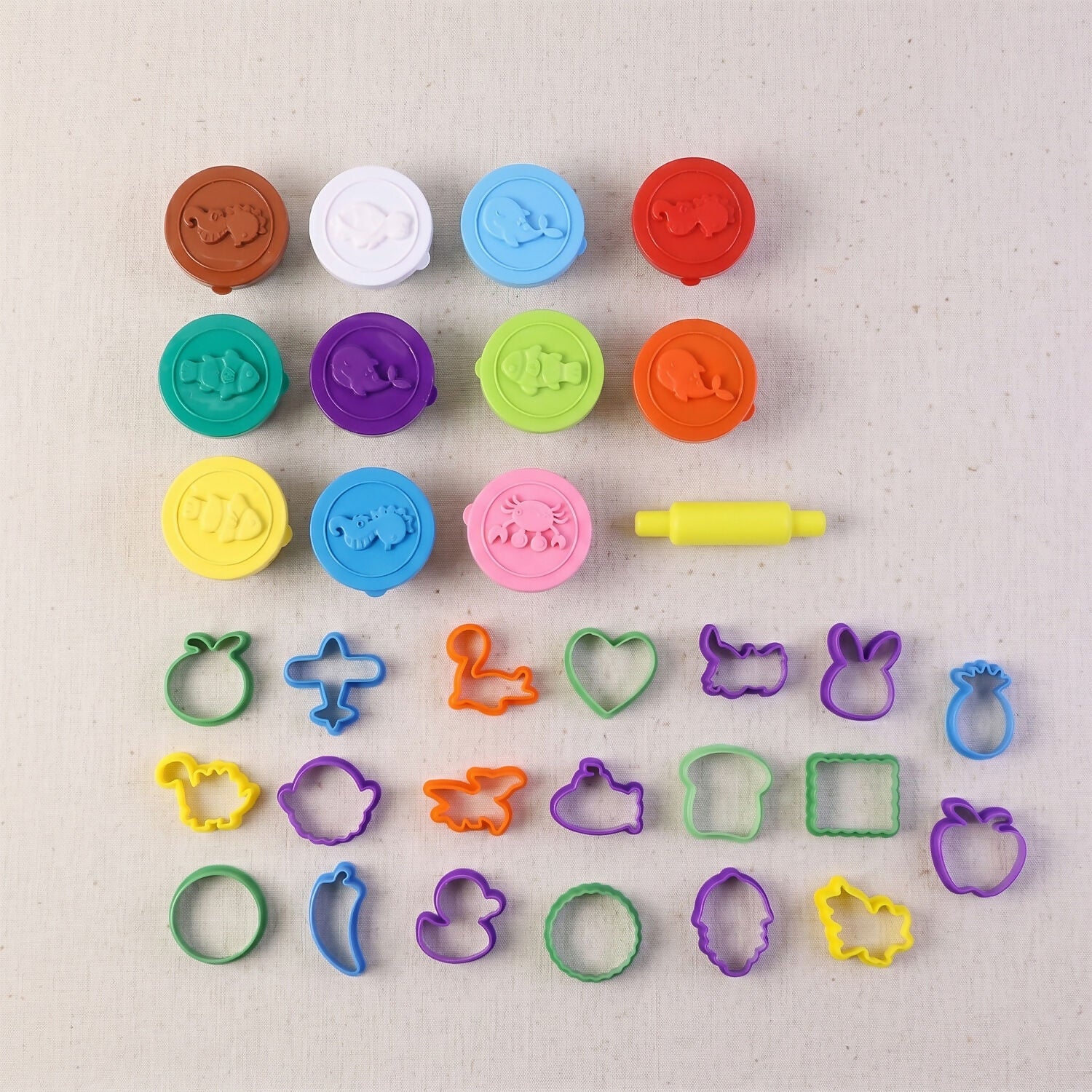 Kids Modelling Dough Clay Play Set with 20 Cutters and Roller Fun Learning Kit (Mix Colour, 11 x 20Gm)) - Image 5