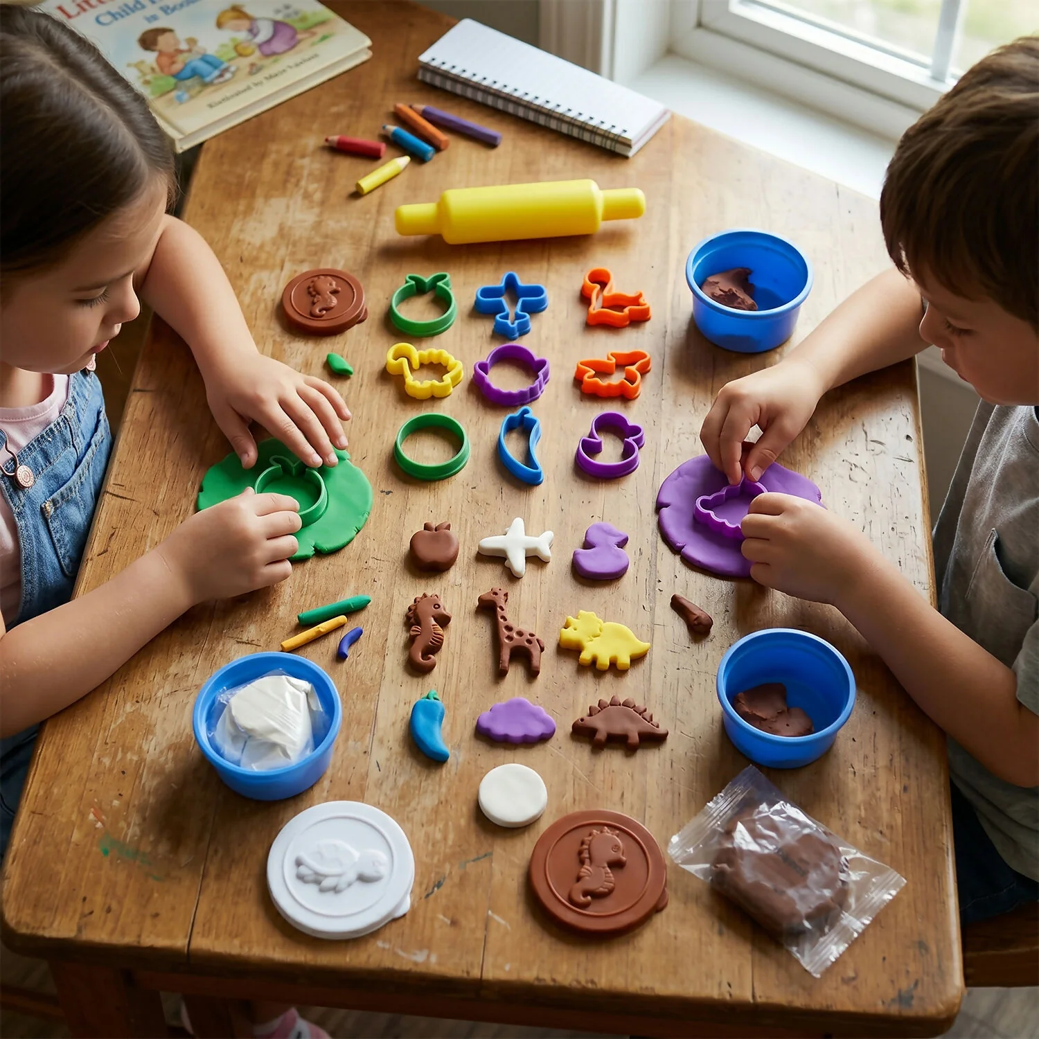 Kids Modelling Dough Clay Play Set with 20 Cutters and Roller Fun Learning Kit (Mix Colour, 11 x 20Gm)) - Image 6