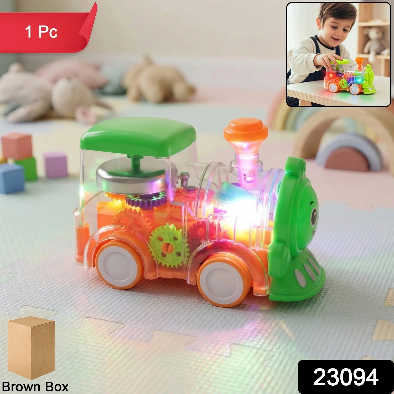 Kids Musical Light-Up Transparent Train Toy (1 Pc) - Image 2