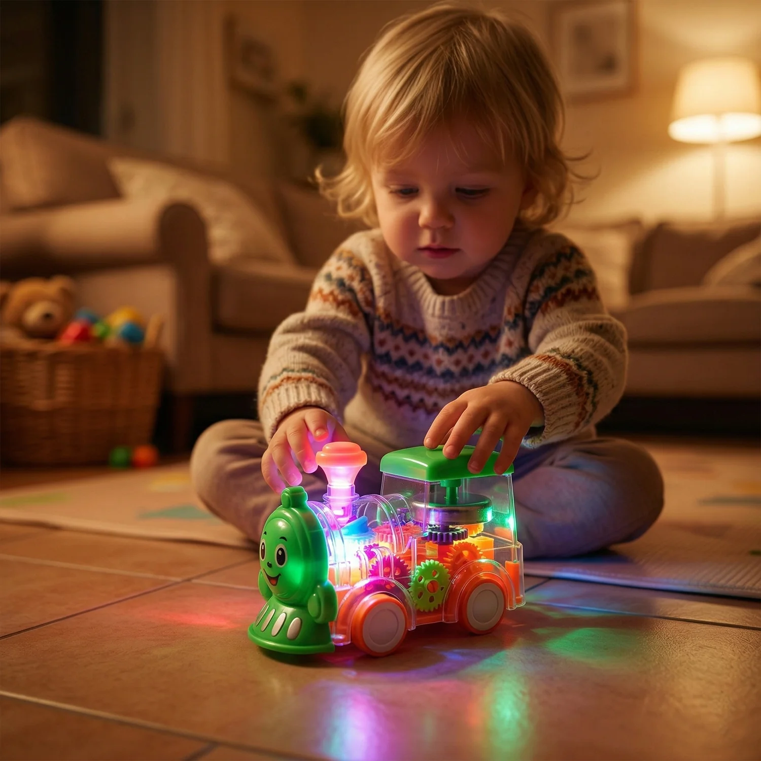 Kids Musical Light-Up Transparent Train Toy (1 Pc) - Image 3