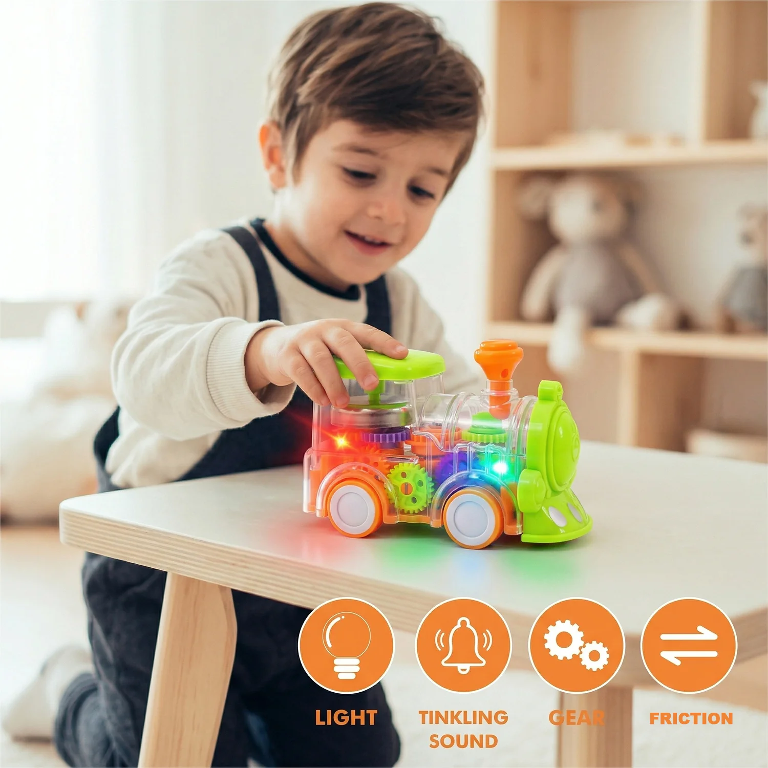 Kids Musical Light-Up Transparent Train Toy (1 Pc) - Image 5
