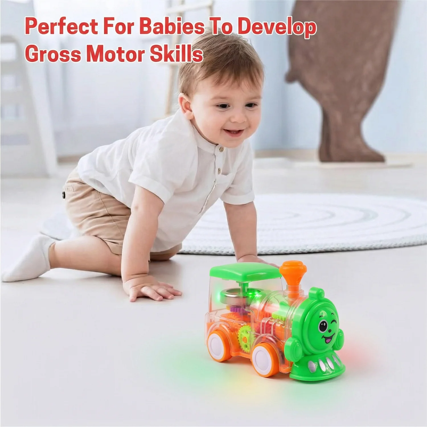 Kids Musical Light-Up Transparent Train Toy (1 Pc) - Image 7