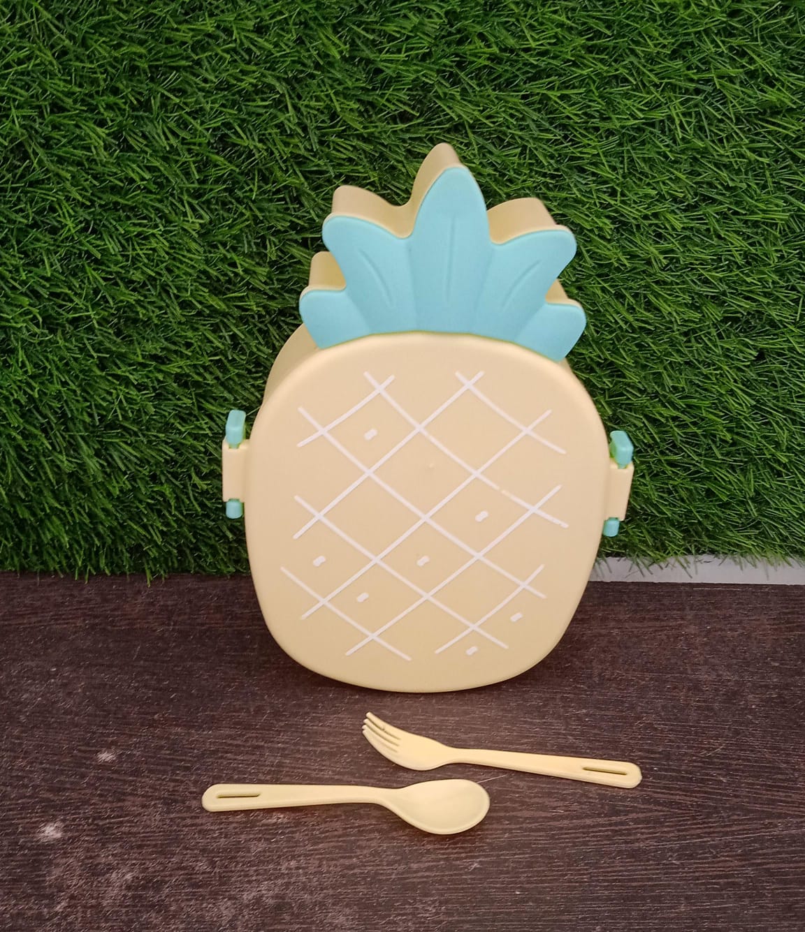 Kids Lunch Box Cute Pineapple Shaped Bento Box with Fork Spoon  Office Lunch Box (1 Pc ) - Image 10