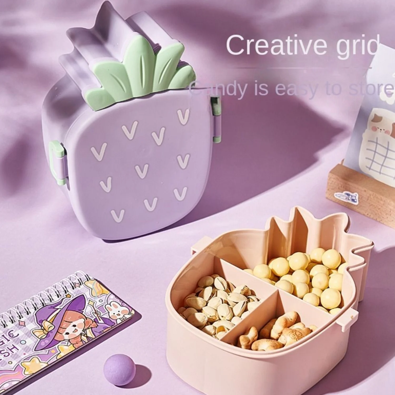 Kids Lunch Box Cute Pineapple Shaped Bento Box with Fork Spoon  Office Lunch Box (1 Pc ) - Image 7