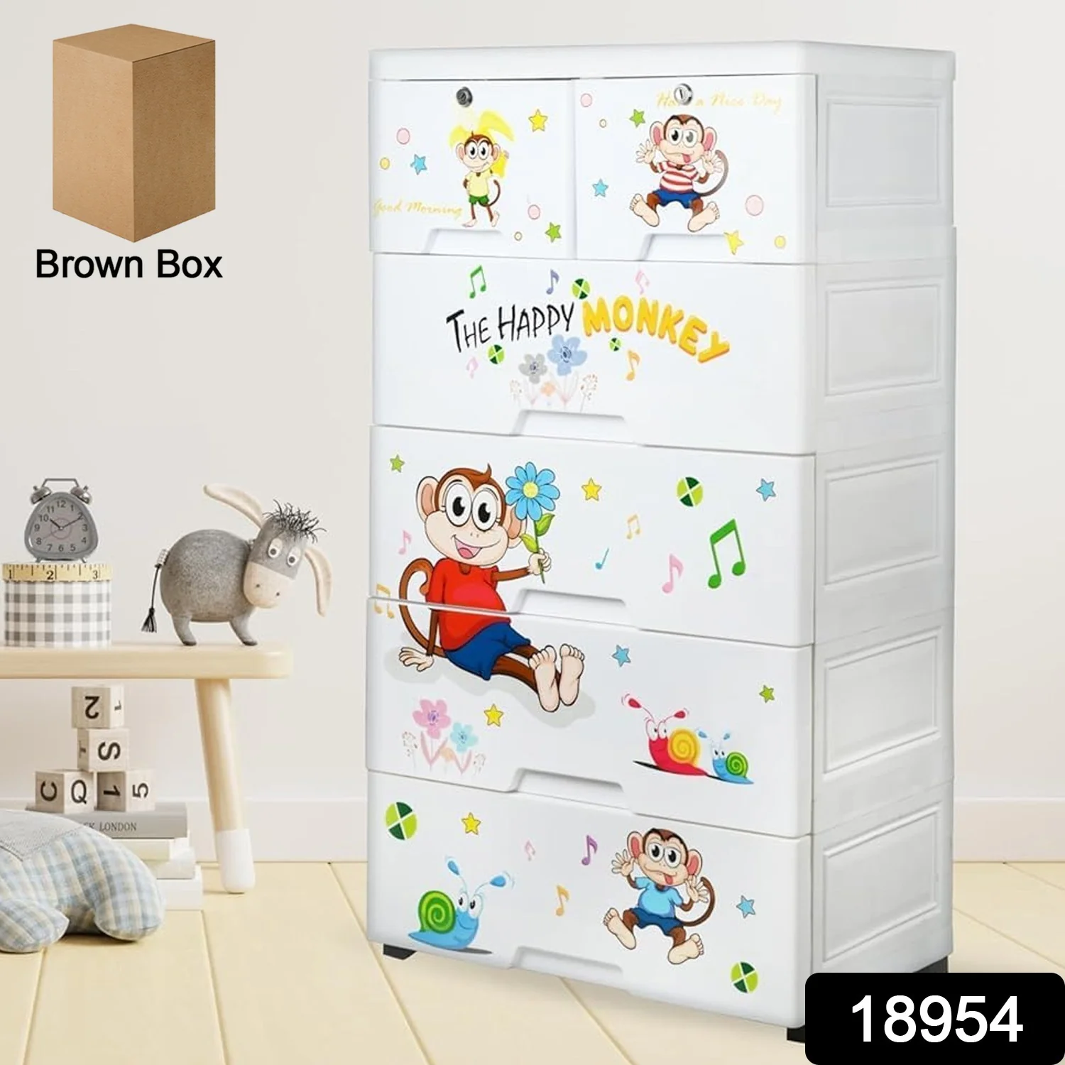 Kid's Plastic Chest of 6 Drawers, Multi-Purpose Storage Organizer/Wardrobe for Kids - Image 2