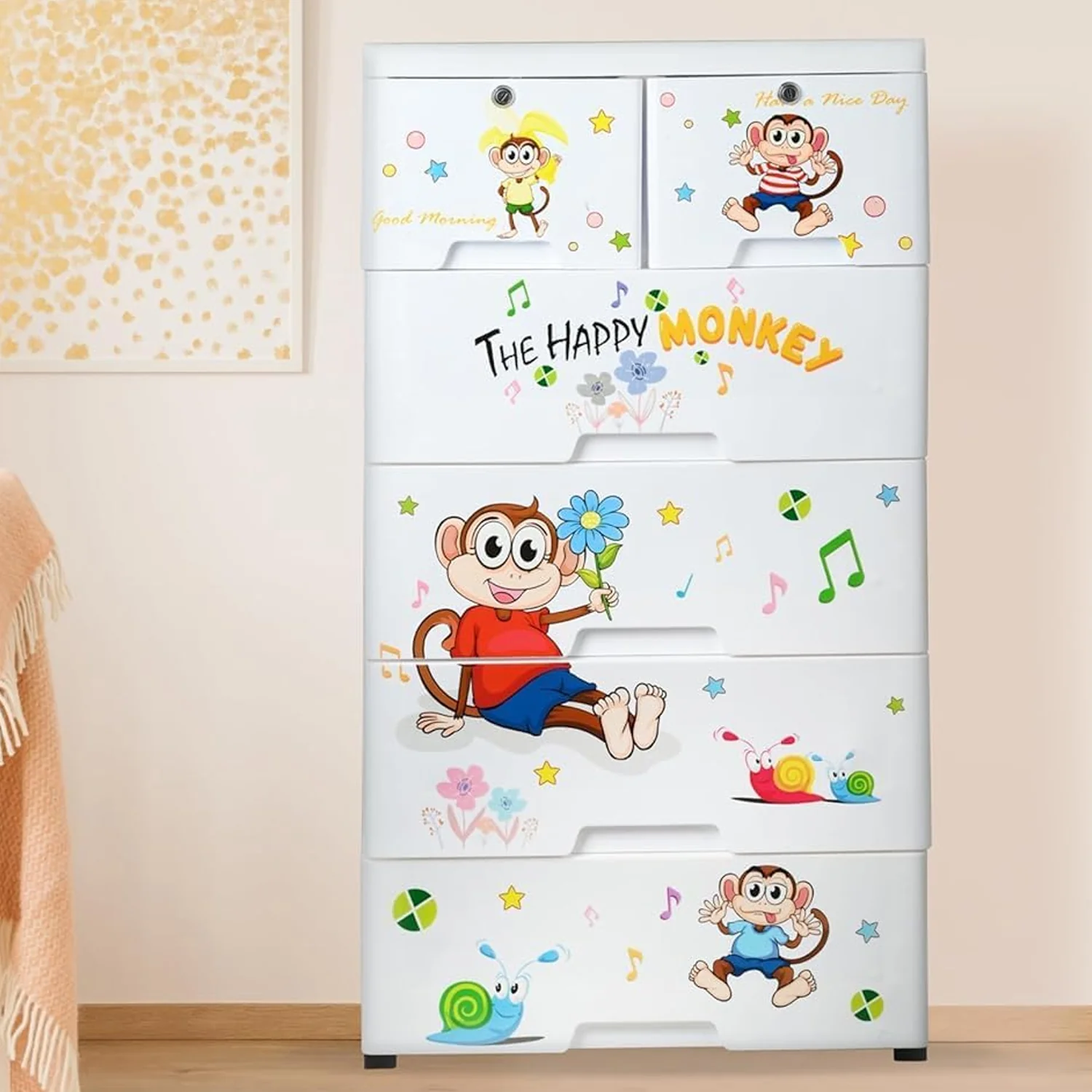 Kid's Plastic Chest of 6 Drawers, Multi-Purpose Storage Organizer/Wardrobe for Kids - Image 3