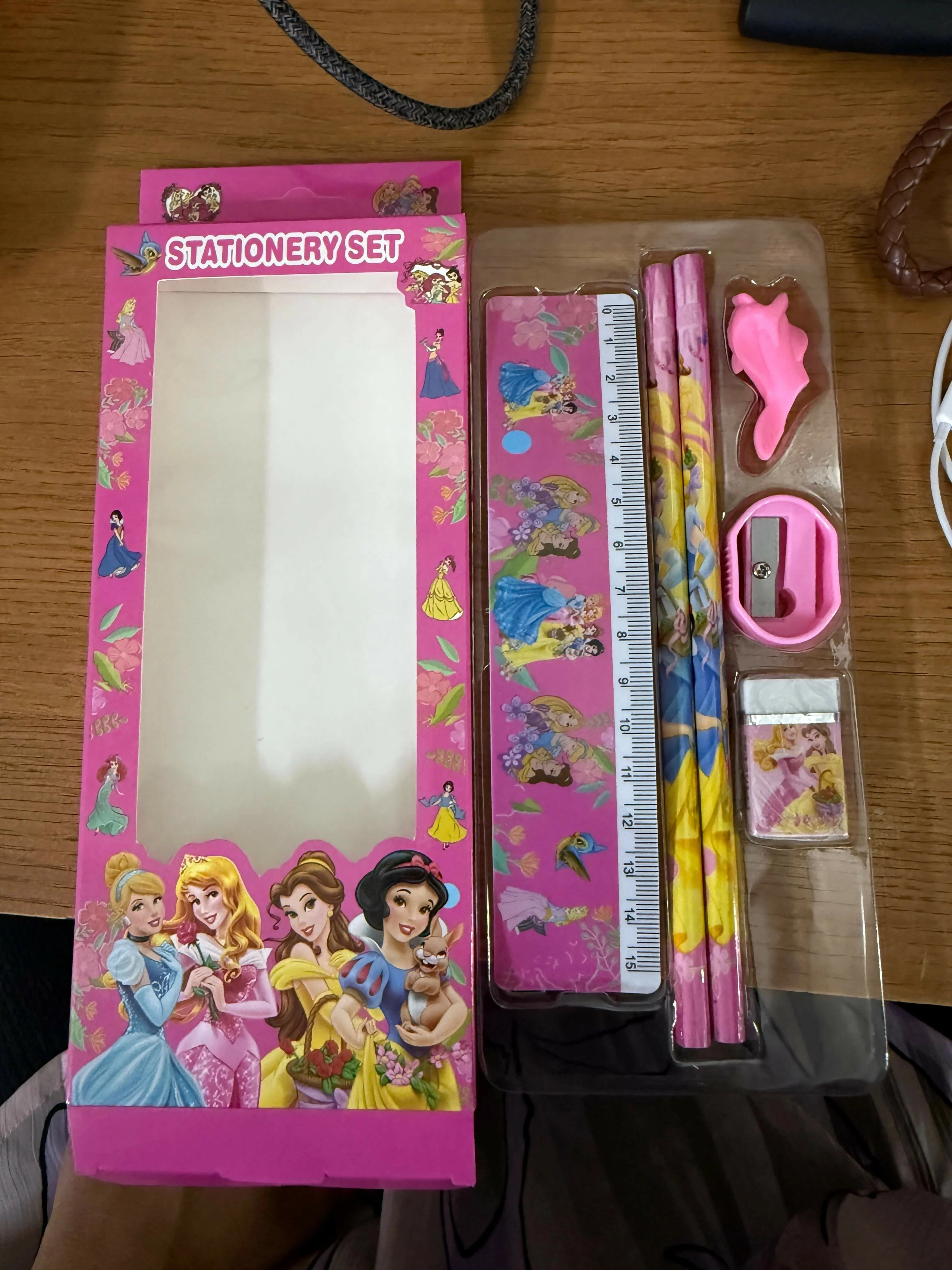 Kids Princess Stationery Set with 2 Pencils, Ruler, Eraser, Sharpener & Grip - Image 4