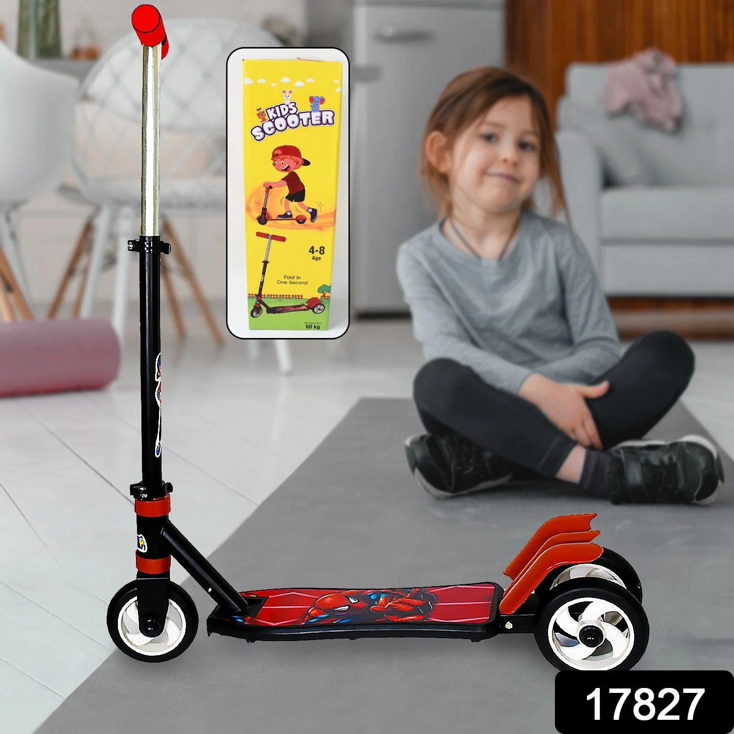Kids 3-Wheel Leg Push Scooter with Adjustable Height (4–8 Years) - Image 2