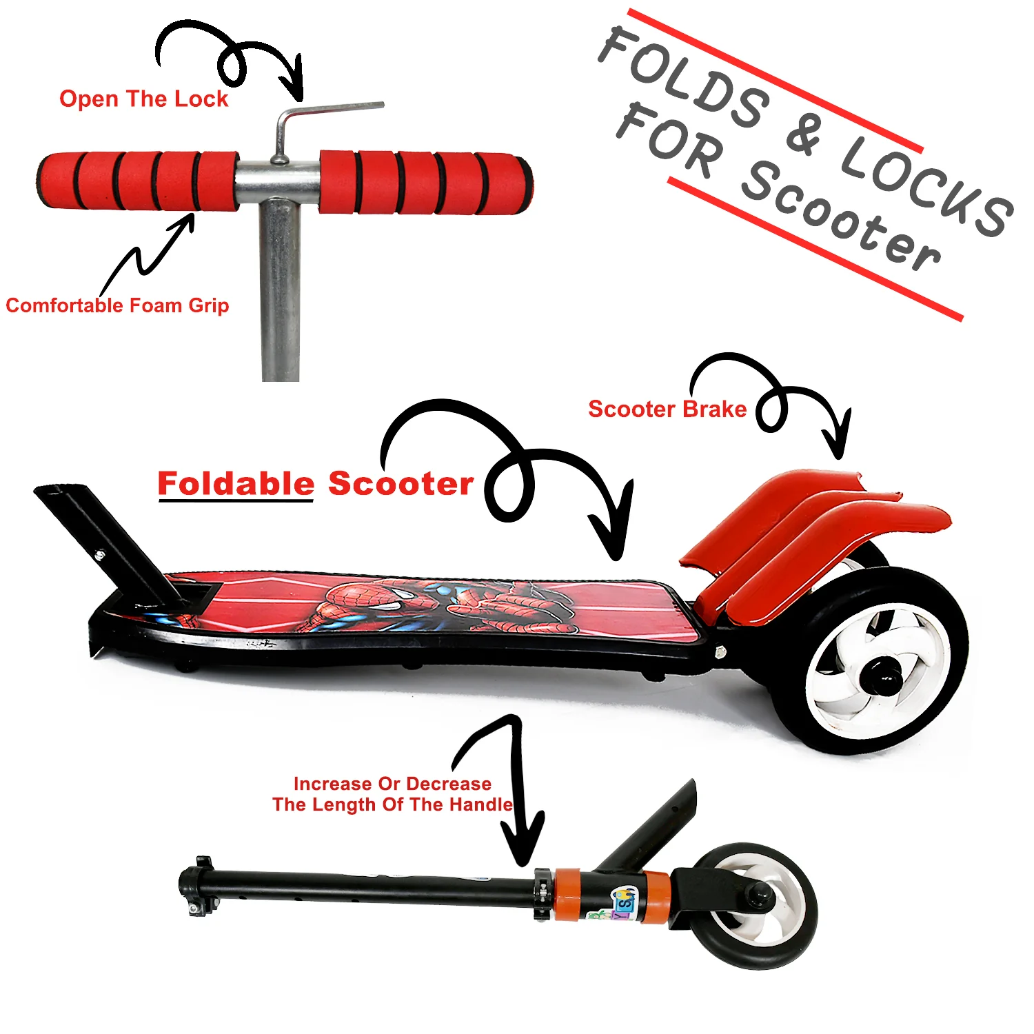 Kids 3-Wheel Leg Push Scooter with Adjustable Height (4–8 Years) - Image 5