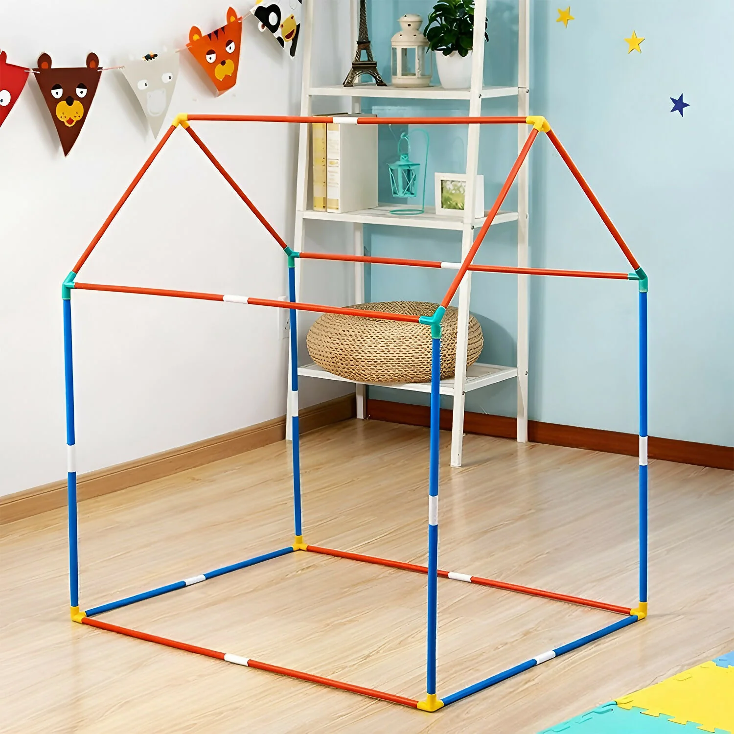 Kids School Play Tent House with Educational Charts & Blackboard Indoor Learning & Activity Play Tent for Children - Image 4